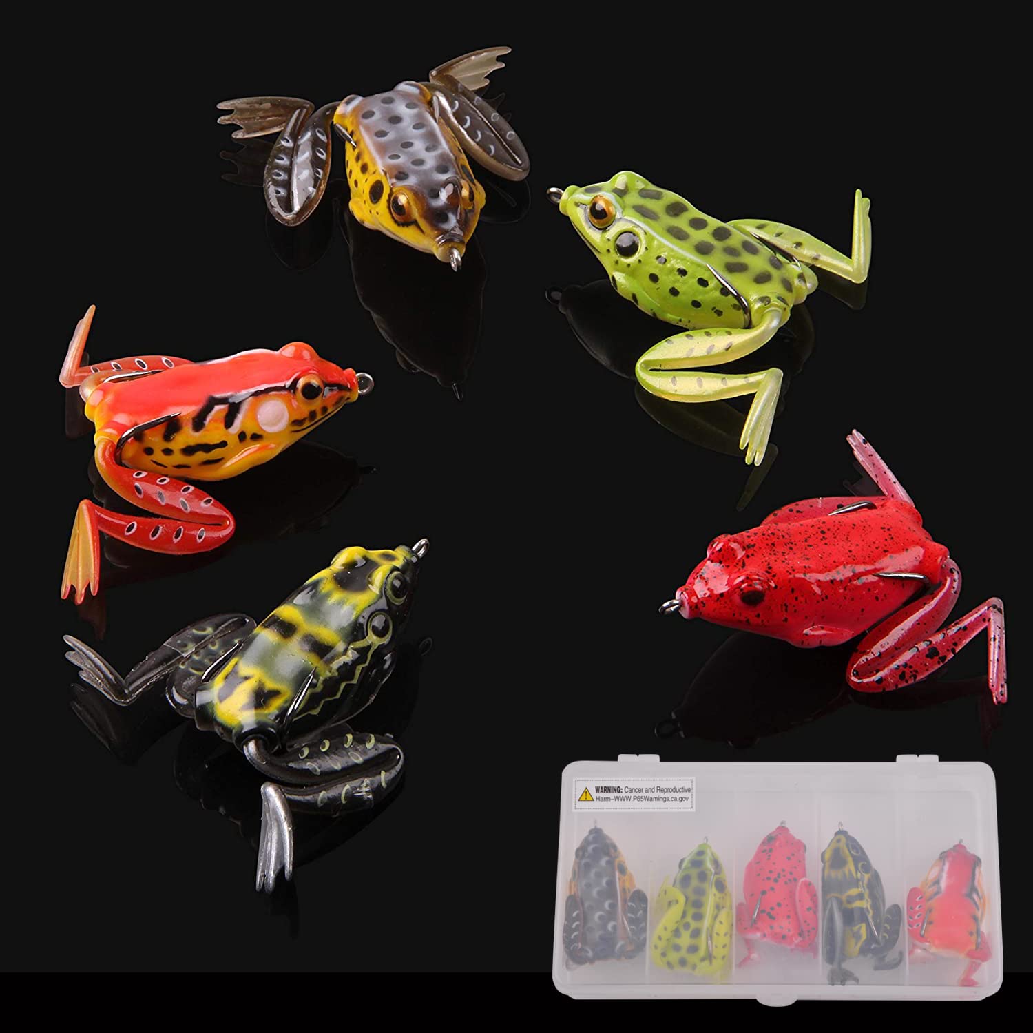 5PCS Topwater Frog Lures - Soft Weedless Bass Fishing Baits Kit for Trout, Floating Swimbait with Hooks - Perfect for Freshwater & Saltwater Fishing in Lakes, Ponds and Rivers
