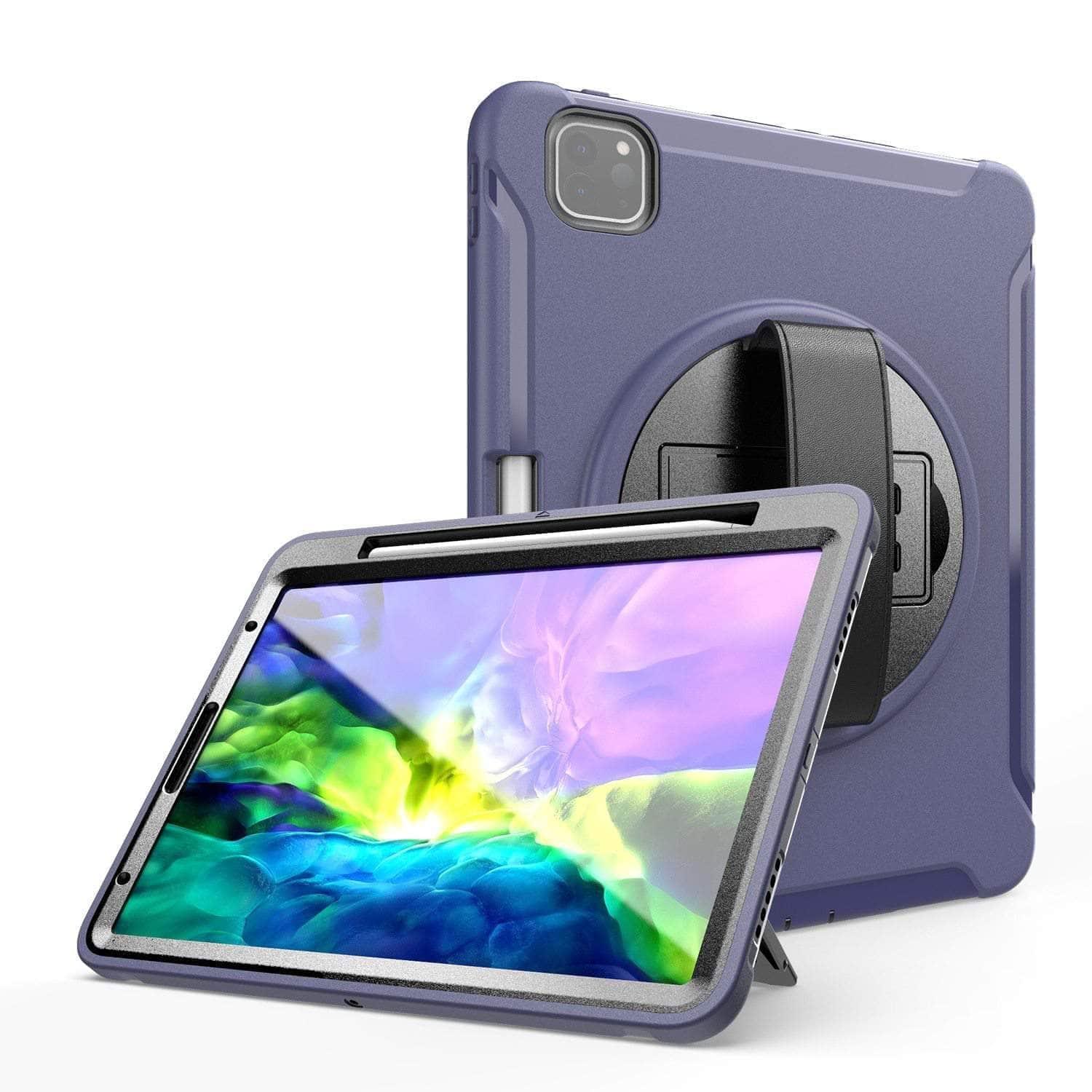 Shockproof Armor Case for iPad Pro 11 & 12.9 (2020 Model) with Pencil Holder & Adjustable Hand Strap - Perfect for Artists, Students & Professionals On-The-Go
