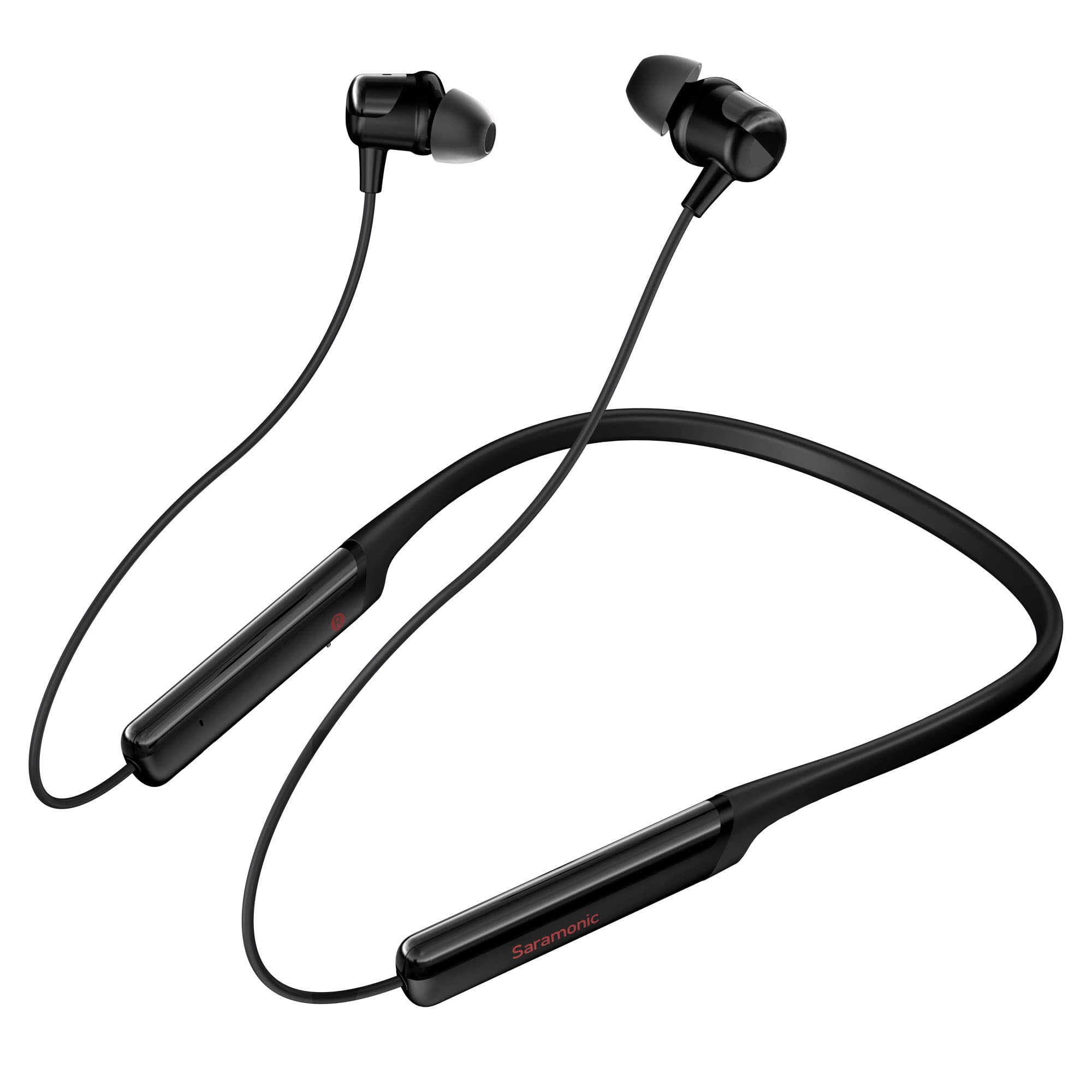 Saramonic SR-BH5 Wireless Bluetooth 5.0 Sports Earbuds with APTX-HD/AAC, Noise Cancelling Mic, 15H Playtime - Neckband Design for Running, Gym & Workout (Black)