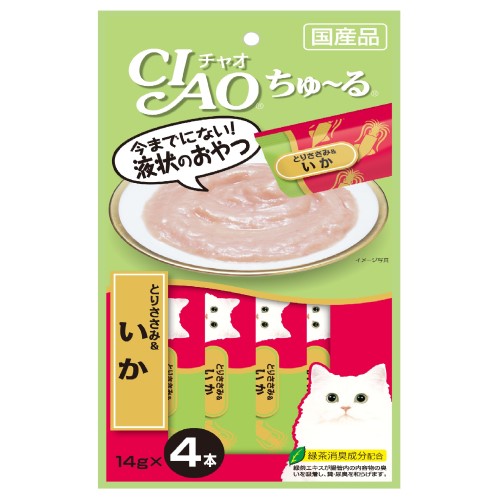 Premium Churu Cat Treats - Chicken Fillet & Squid Flavor - Irresistible Soft Puree Snack for Cats - Perfect for Training, Bonding & Reward Time