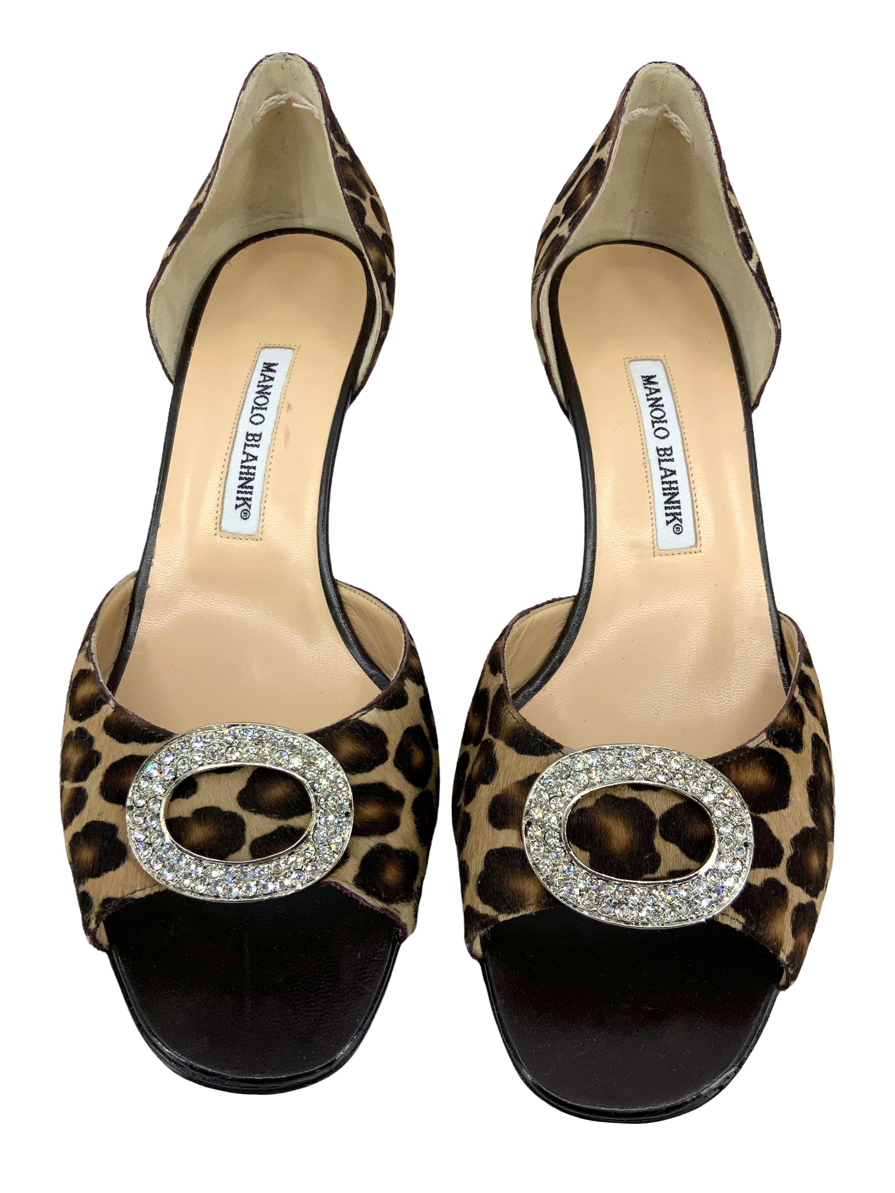 Manolo Blahnik Sedaraby Embellished Pony Hair d'Orsay Pumps - Women's Size 10.5 | Luxury Designer Heels for Evening Parties, Weddings & Special Occasions