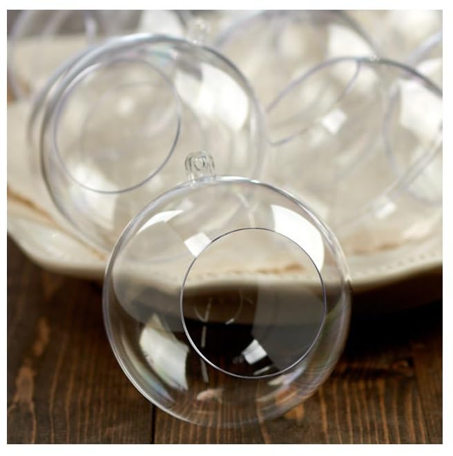 6-Pack Clear Acrylic Fillable 120mm Terrarium Ball Ornaments - Transparent Plastic Craft Globes for DIY Plant Displays, Christmas Tree Decorations, Wedding Centerpieces & Home Decor