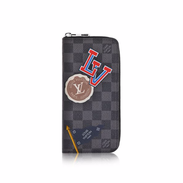 LV League Zippy Long Wallet Vertical Damier Graphite - Genuine Leather Luxury Wallet for Men, Slim RFID Blocking Bifold Credit Card Holder - Perfect for Business, Travel & Everyday Use