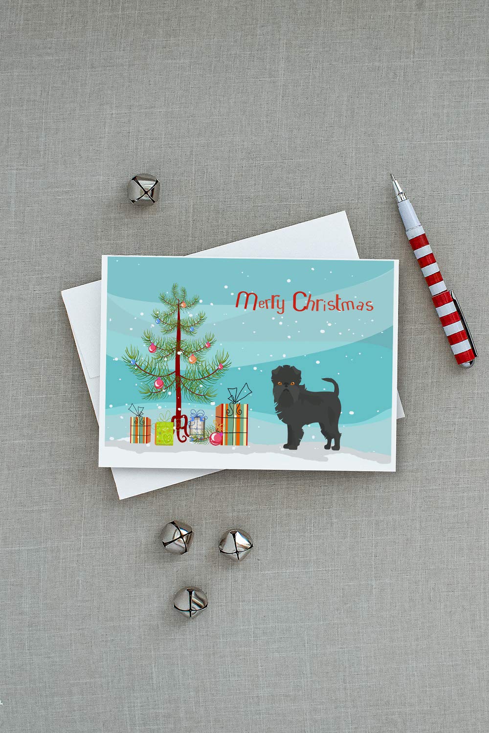 Affenpinscher Christmas Tree Greeting Cards - Pack of 8 Blank A7 Note Cards (5x7 inches) with Envelopes - Whimsical Holiday Stationery for Christmas Wishes, Party Invitations & Festive Correspondence
