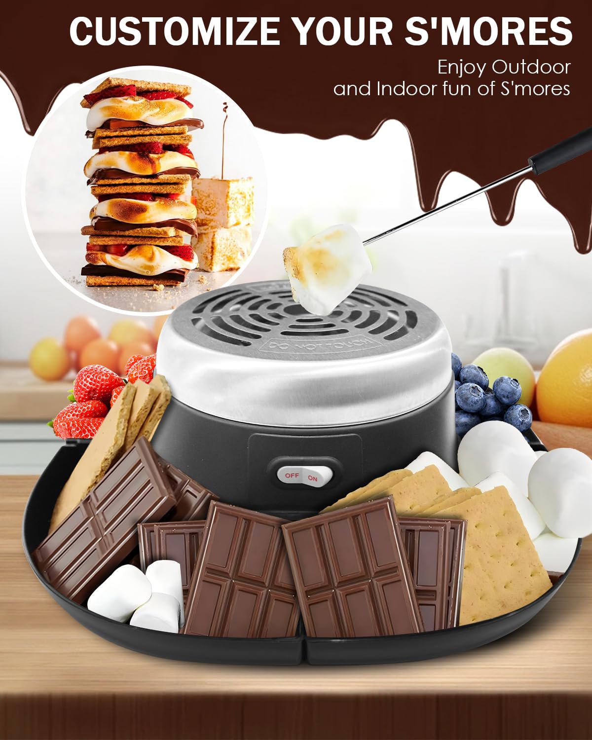 Premium Flameless S'mores Maker Kit - Indoor Electric Smores Maker for Tabletop, 120V - Perfect for Movie Nights, Housewarming Gifts & Christmas Presents - Enjoy Smores Anytime at Home, Parties or Camping