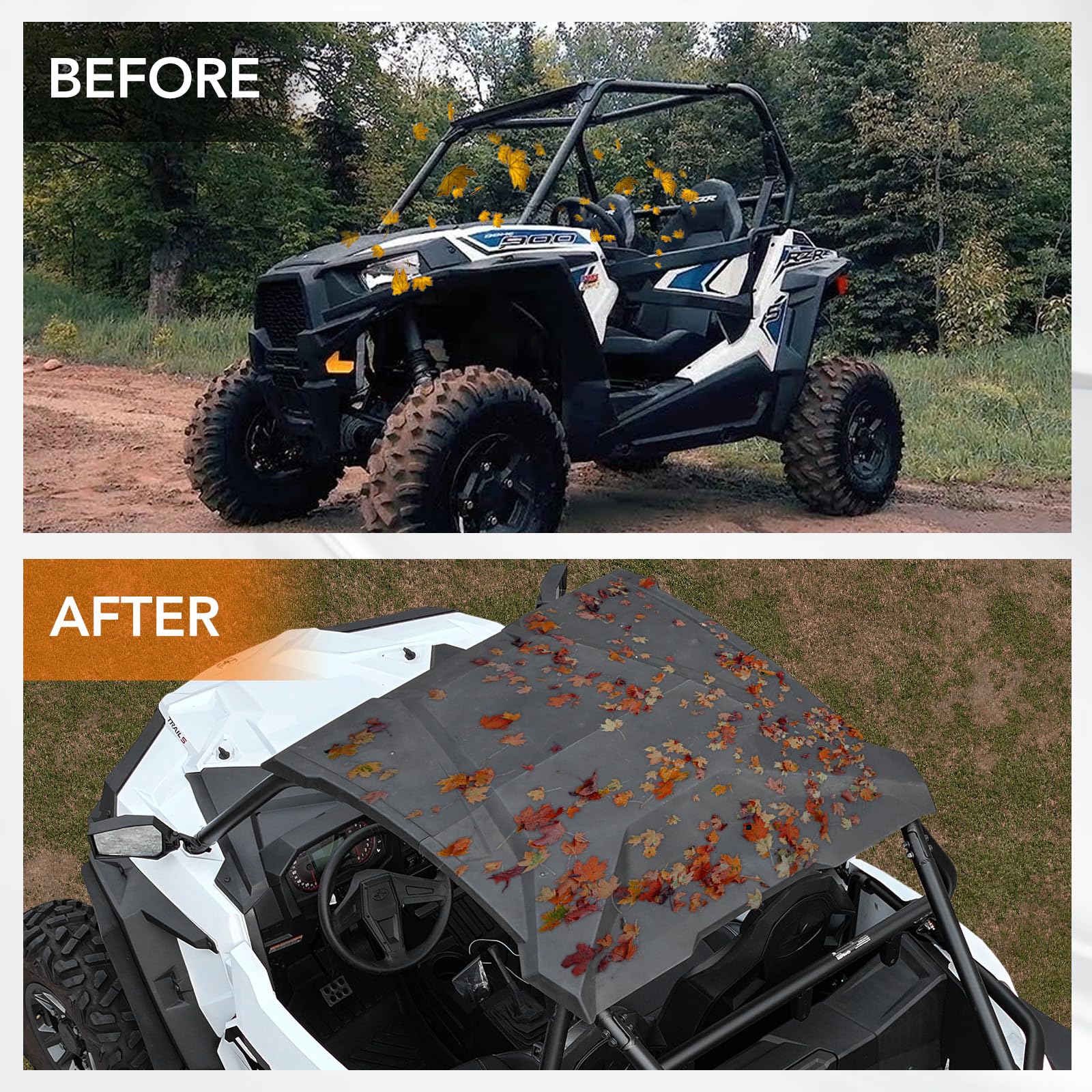 HAKA TOUGH Sport Roof for Polaris RZR Trail S 1000 & 900 (2021-2024) | 2-Piece Hard Coat Plastic Replacement Top | OEM 2884729 Compatible | Perfect for Off-Roading & Trail Adventures