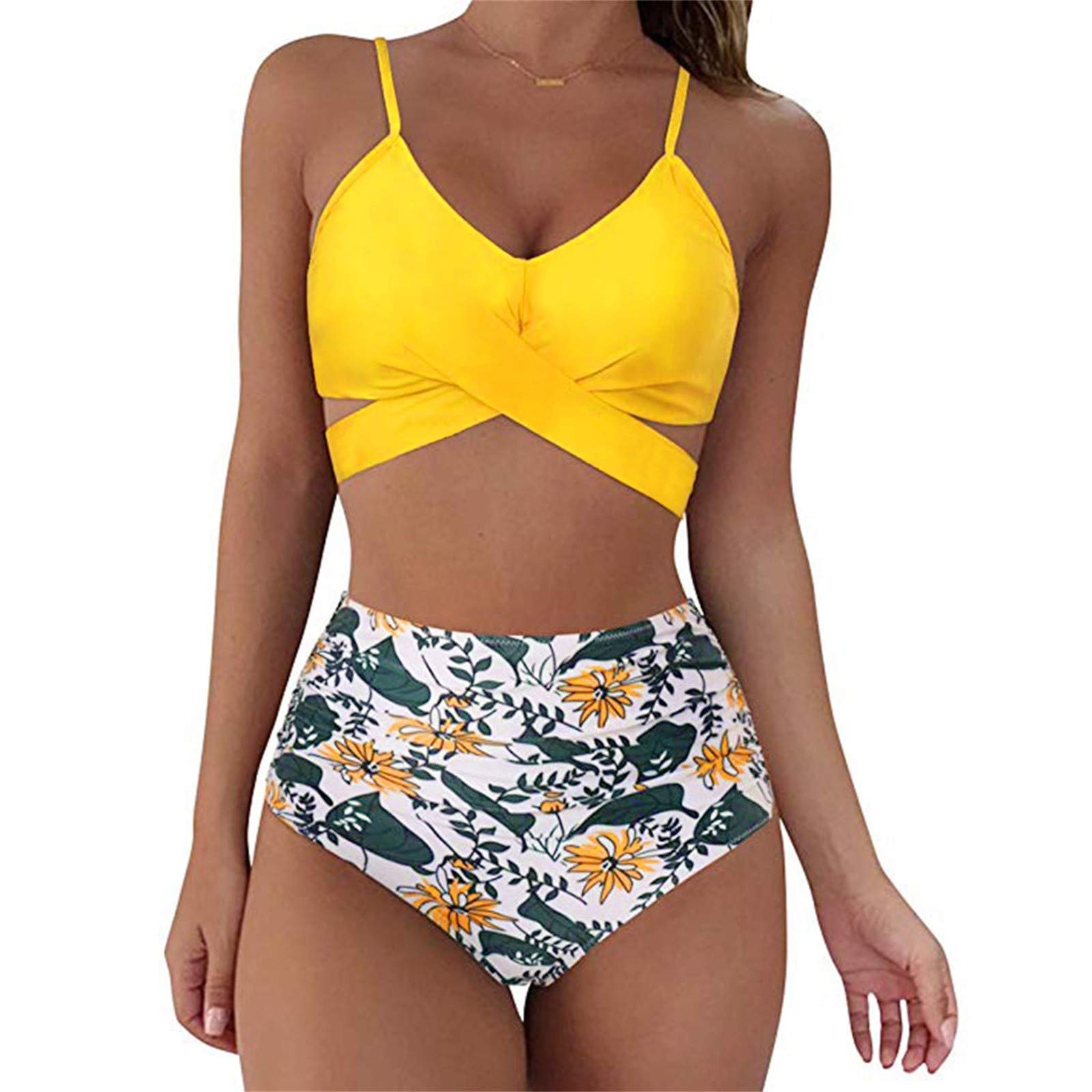 FMCHICO Women's High Waisted Bikini Set - Leopard Print Triangle Two Piece Bathing Suit | Sexy Swimwear for Beach, Pool Party & Vacation | Plus Size Swimsuits for Women