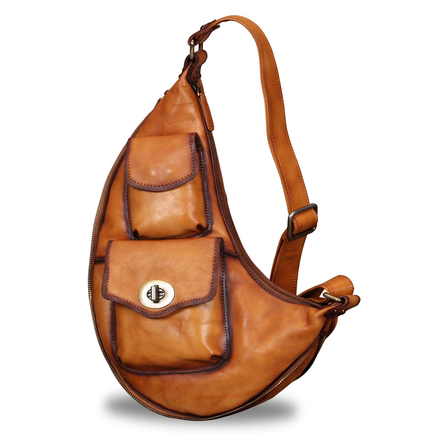 Men's Genuine Leather Sling Bag - Anti-Theft Motorcycle Shoulder Bag & Crossbody Purse for Travel, Casual Use & Daily Commute | Perfect for Biking, Hiking & Urban Adventures