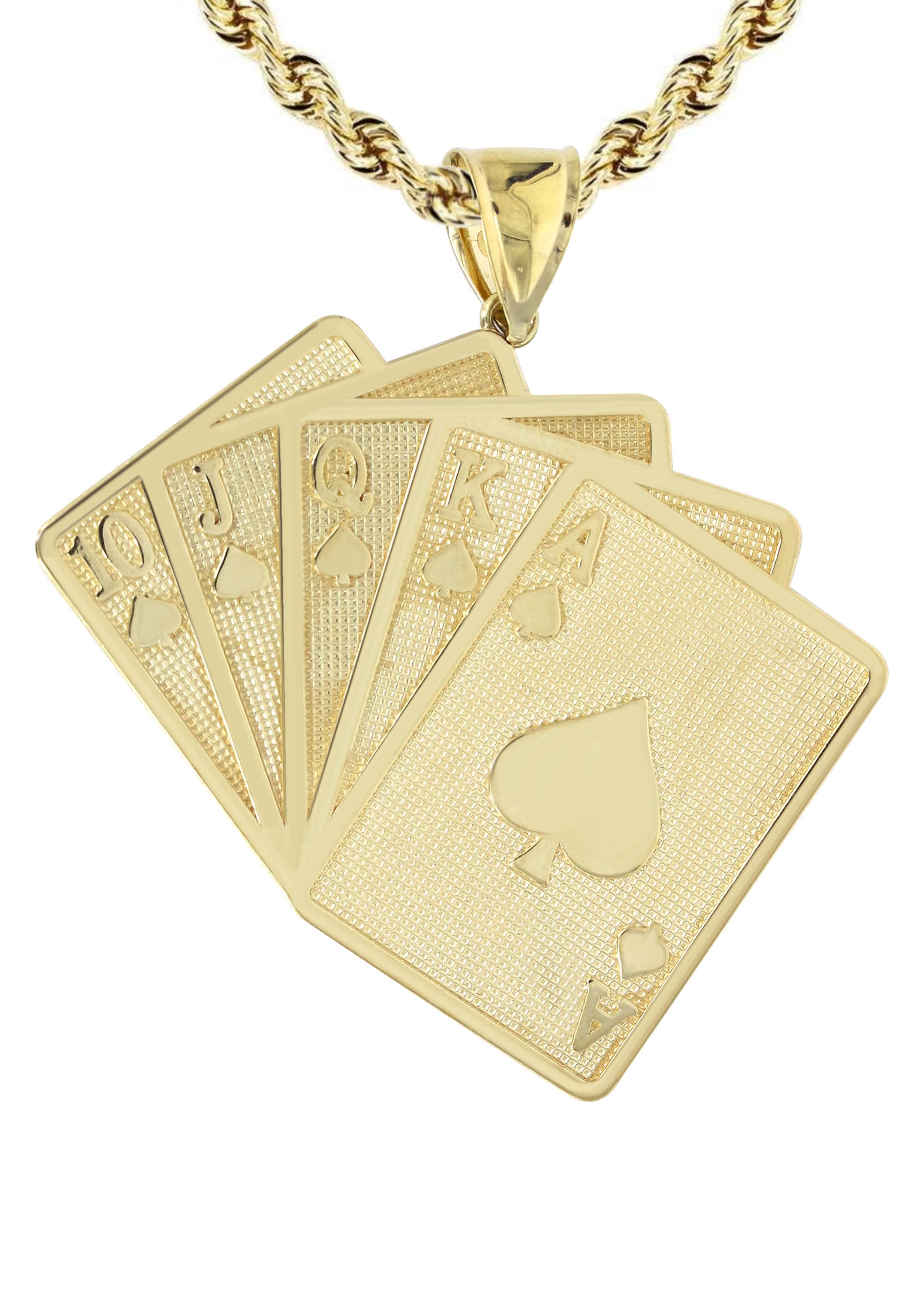 10K Yellow Gold Playing Cards Necklace - 24.7 Grams | Elegant Poker Jewelry for Casino Nights & Gift Giving