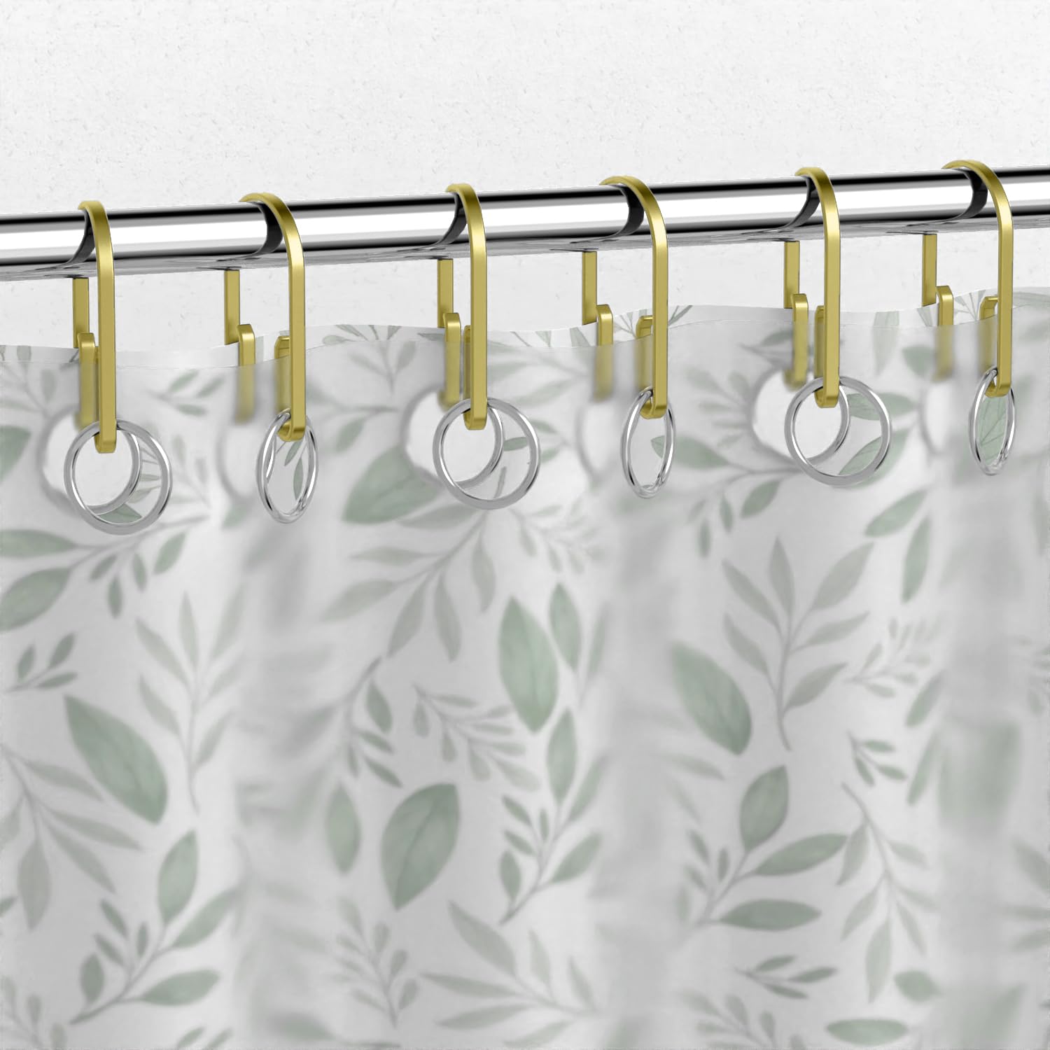 Premium Gold Shower Curtain Rings - 12 Pack Rust-Proof Double Sided Hooks with Smooth Sliding Anti-Drop Design for Bathroom & Shower - Perfect for Modern Home Decor and Spa-Like Experience