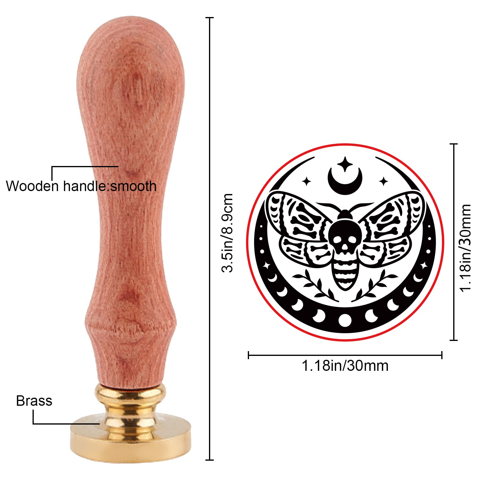 PH PandaHall 30mm Brass Halloween Wax Seal Stamp Set - Butterfly, Star, Moon & Skeleton Designs for Wedding Invitations, Gift Wrapping, Envelopes & DIY Crafts | Perfect for Halloween, Christmas & Special Occasions
