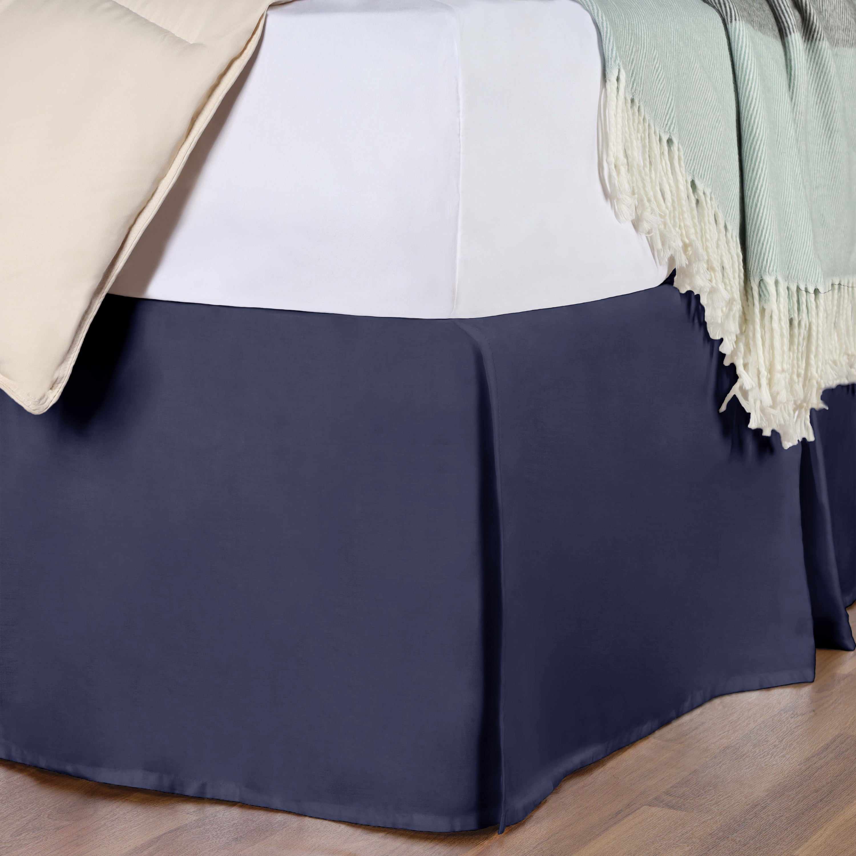 Saltaire 100% Egyptian Cotton Bed Skirt with Split Corners - Luxury Fitted Dust Ruffle for Queen/King Size Beds | Perfect for Hotel-Style Bedroom Decor & Guest Room Makeovers