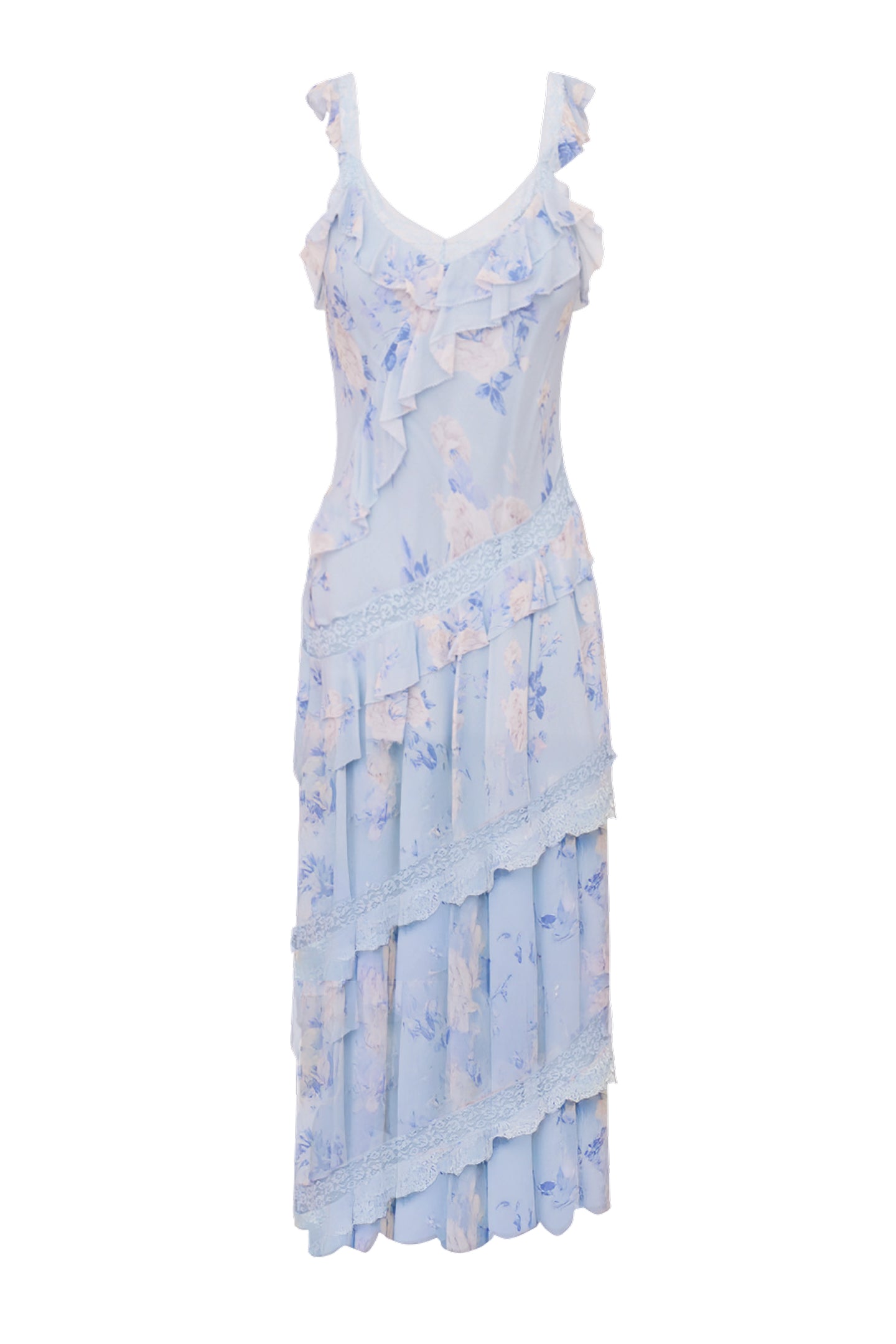 Radiance Fragrance Print Maxi Dress - Whisper Blue | Flowy Summer Dress for Women | Perfect for Beach, Vacation & Casual Outings