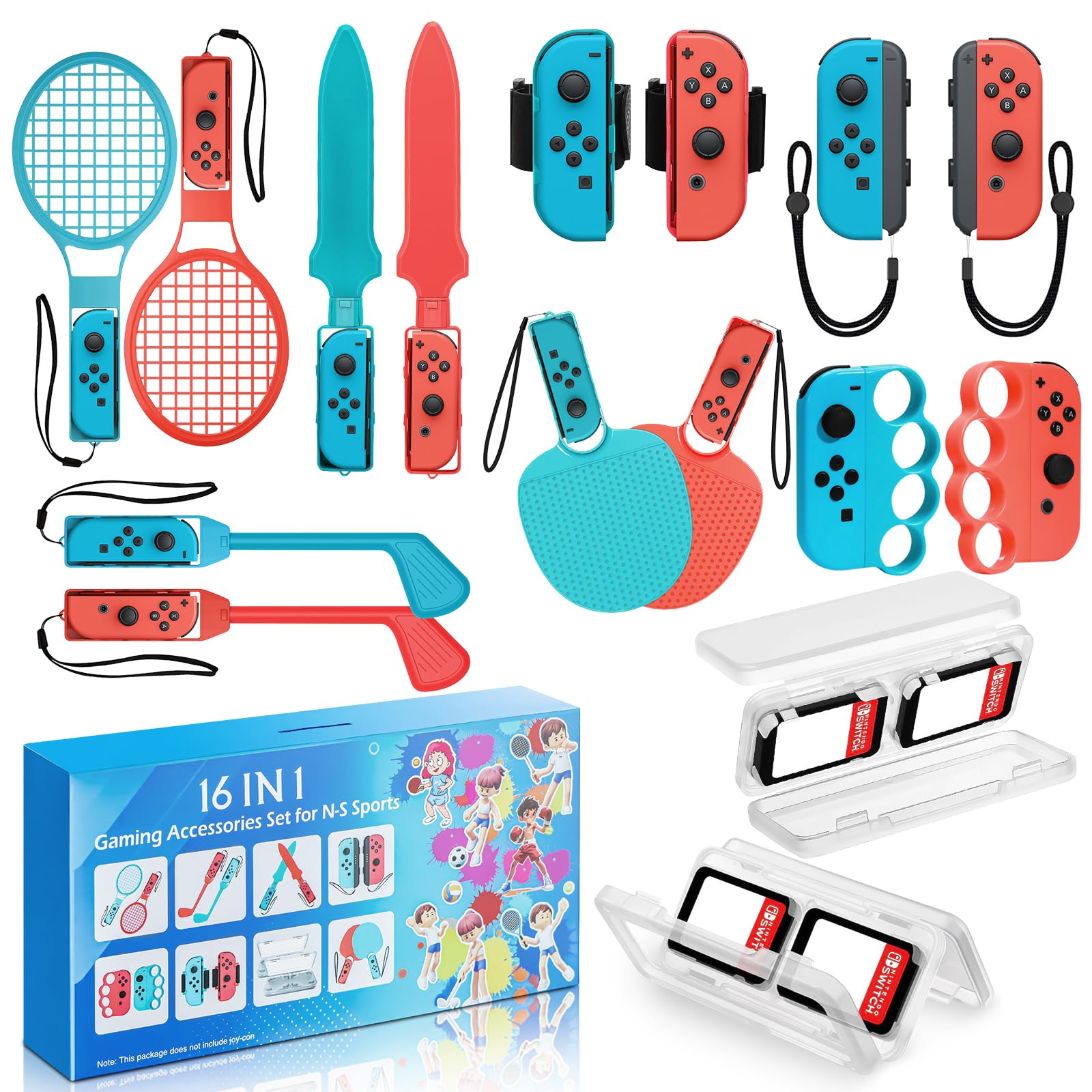BRHE 16-in-1 Nintendo Switch Sports Accessories Bundle - Compatible with Switch & OLED - Includes Motion Controllers for Tennis, Bowling & More - Perfect for Family Game Nights & Multiplayer Sports Games