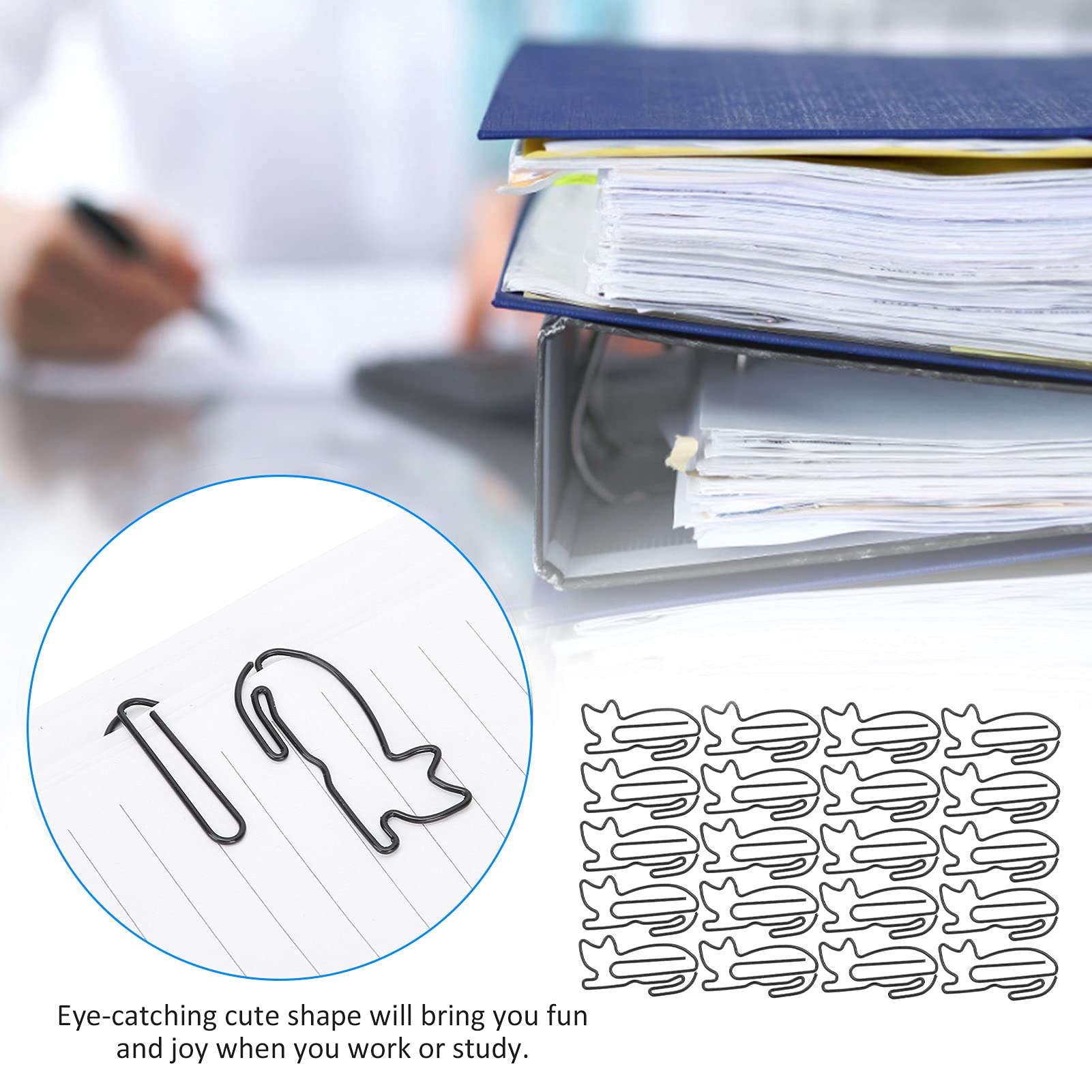 30PCS Cat-Shaped Paper Clips - Rustproof Wire Note Holders for Office, School & Home Organization | Cute Stationery Supplies for Notebooks, Documents & Bulletin Boards