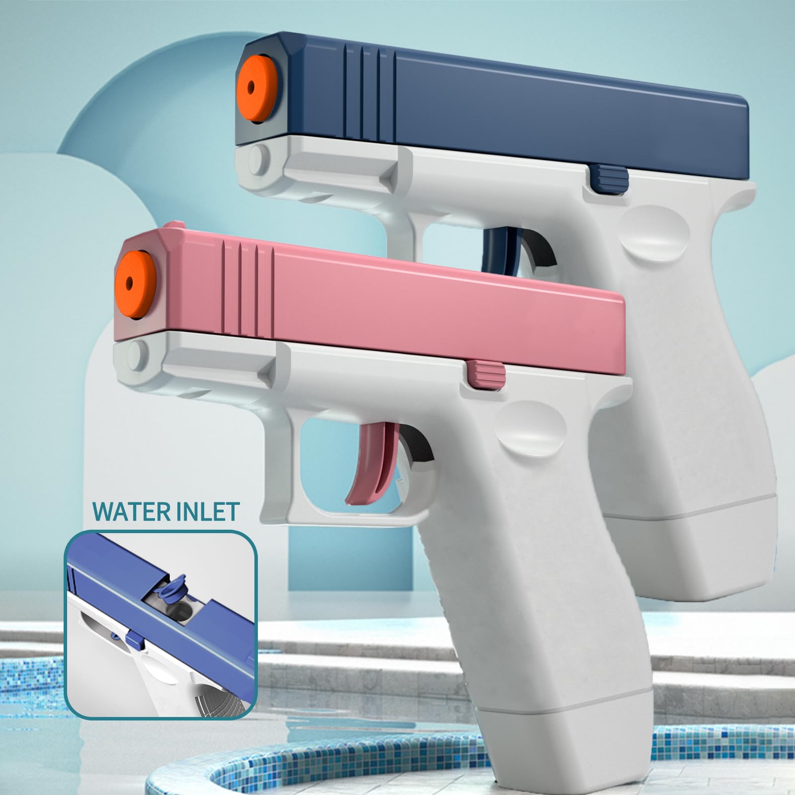 2 Pack Water Gun Squirt Guns for Kids - 100cc Capacity Mini Water Blaster Soaker Toy Pistols | Summer Outdoor Water Play Toys for Boys & Girls | Perfect for Pool, Beach, Backyard & Birthday Parties (Blue & Pink)