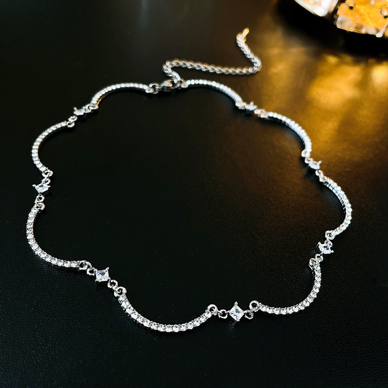 Sparkle Wavy Rhinestone Tennis Choker Necklace for Women | Elegant Crystal Statement Jewelry for Party, Wedding & Evening Wear | A8278