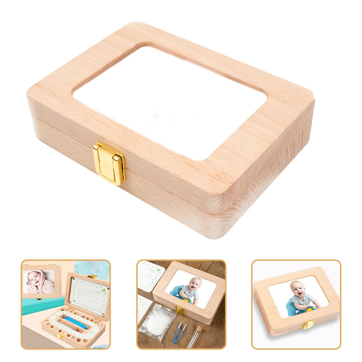 SHOWERORO Wooden Teeth Storage Box - Organizer & Keepsake Holder for Dentures, Retainers, or Baby Teeth - Perfect for Travel, Bathroom, or Gift Giving