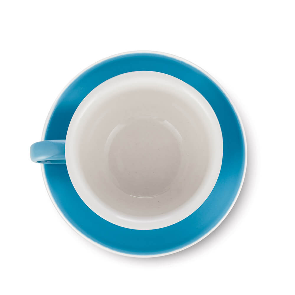 Premium Blue Porcelain Latte Cup & Saucer Set (12oz/355ml) - Perfect for Espresso, Cappuccino & Coffee Lovers - Ideal for Home Cafes, Coffee Shops & Gifts