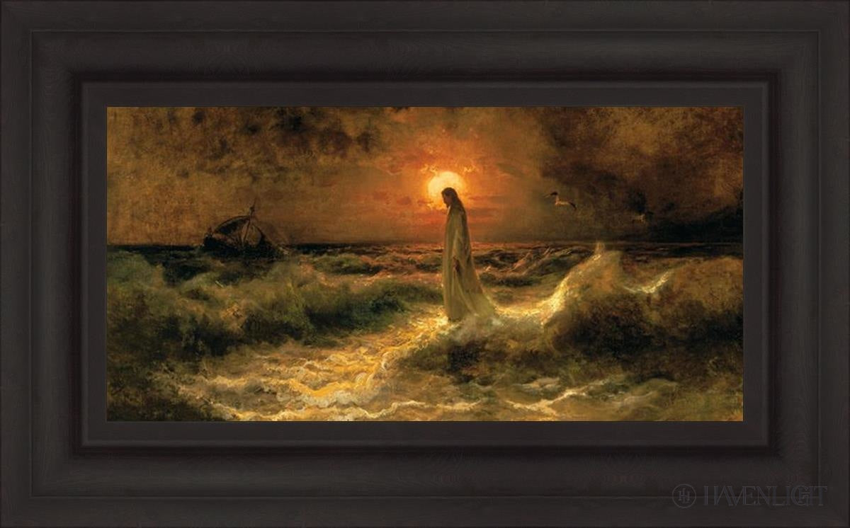 Christ Walking On The Water - Religious Wall Art Decor for Home, Church & Office - Inspirational Christian Painting for Faith-Based Interiors