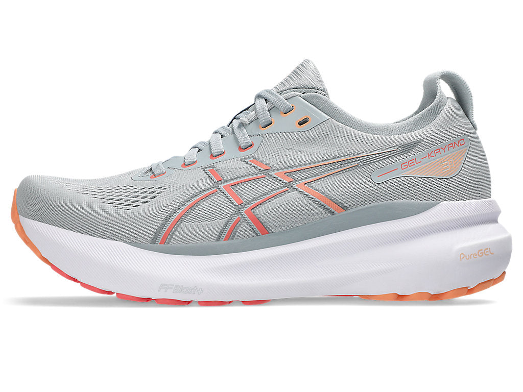 ASICS Women's GEL-Kayano 31 Running Shoes - Piedmont Grey/Papaya - Stability & Cushion for Road Running, Jogging & Fitness Training