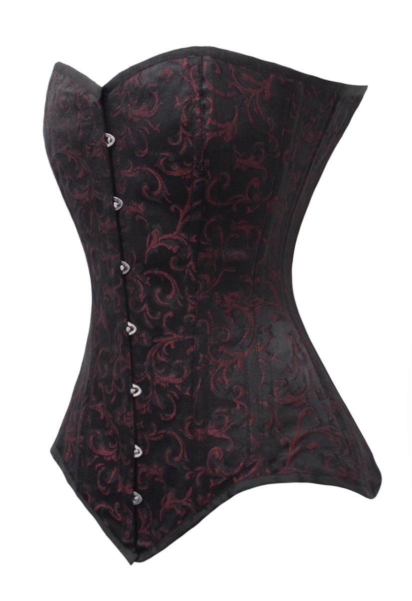 LuvSecret Lingerie Heavy Duty 26 Double Steel Boned Waist Trainer - Brocade Long Torso Overbust Corset #8151 for Body Shaping, Burlesque, Cosplay & Special Occasions