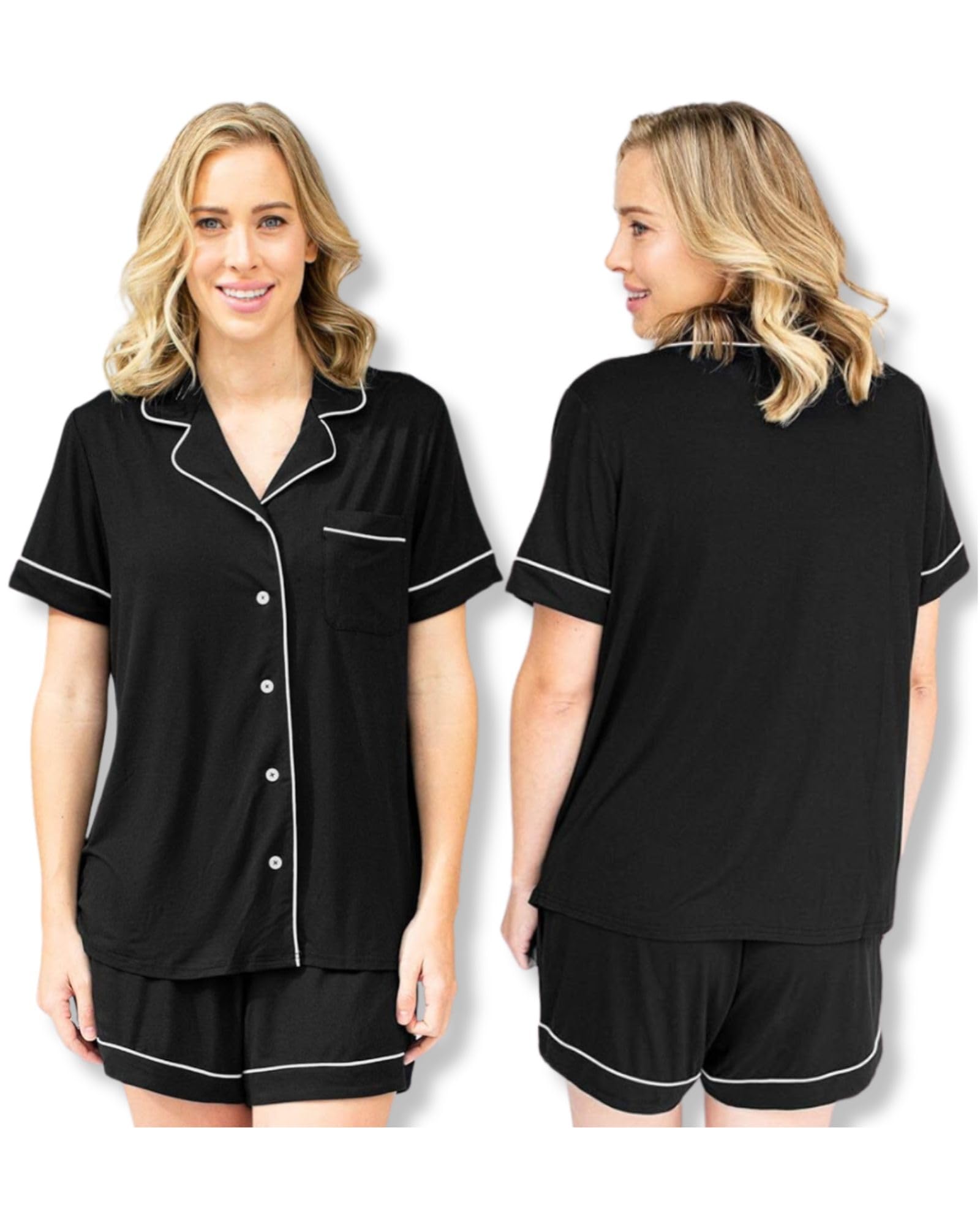 Kindred Bravely Clea Classic Short Sleeve Maternity & Nursing Pajama Set - Soft Cotton Breastfeeding Sleepwear for Pregnant & Postpartum Women - Perfect for Nighttime Nursing & Comfortable Sleep
