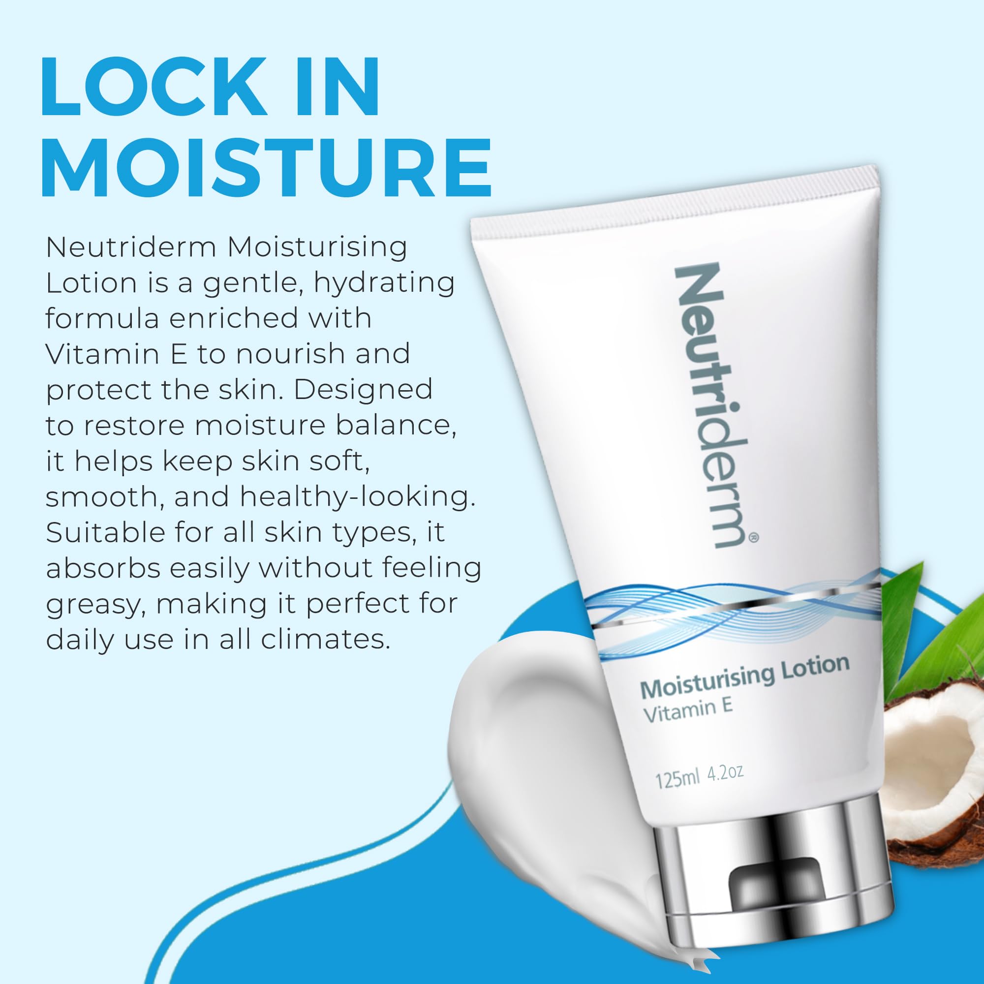 NEUTRIDERM Daily Face Moisturizer with Natural Vitamin E - Hydrating Lotion for Face & Body | 48-Hour Moisture for Wrinkles, Dry, Acne-Prone & Aging Skin | 4.2 oz | Perfect for Daily Skincare Routine & Travel