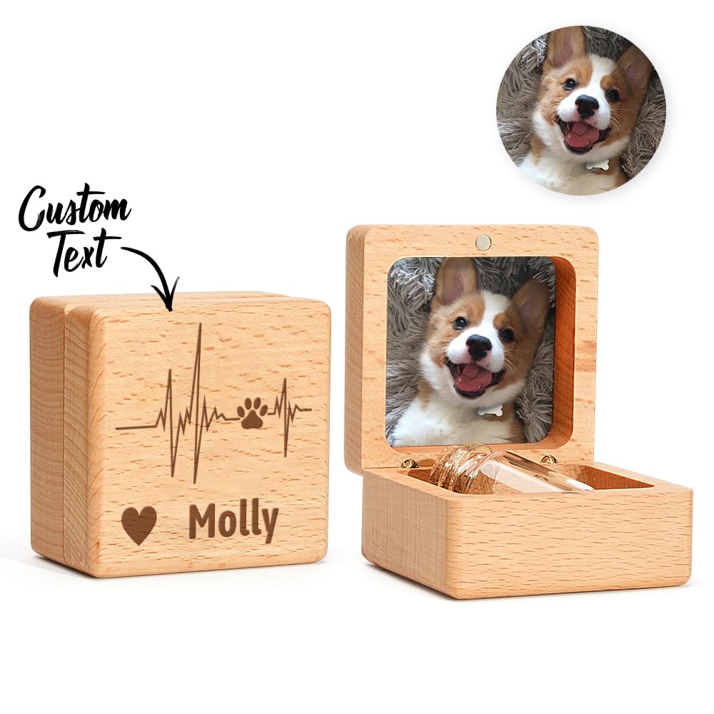 Personalized Pet Memorial Box - Custom Engraved Wooden Keepsake for Dog & Cat Hair, Ashes & Photos - Unique Pet Loss Gift for Pet Lovers - Perfect for Home Memorial Display & Pet Remembrance Ceremonies