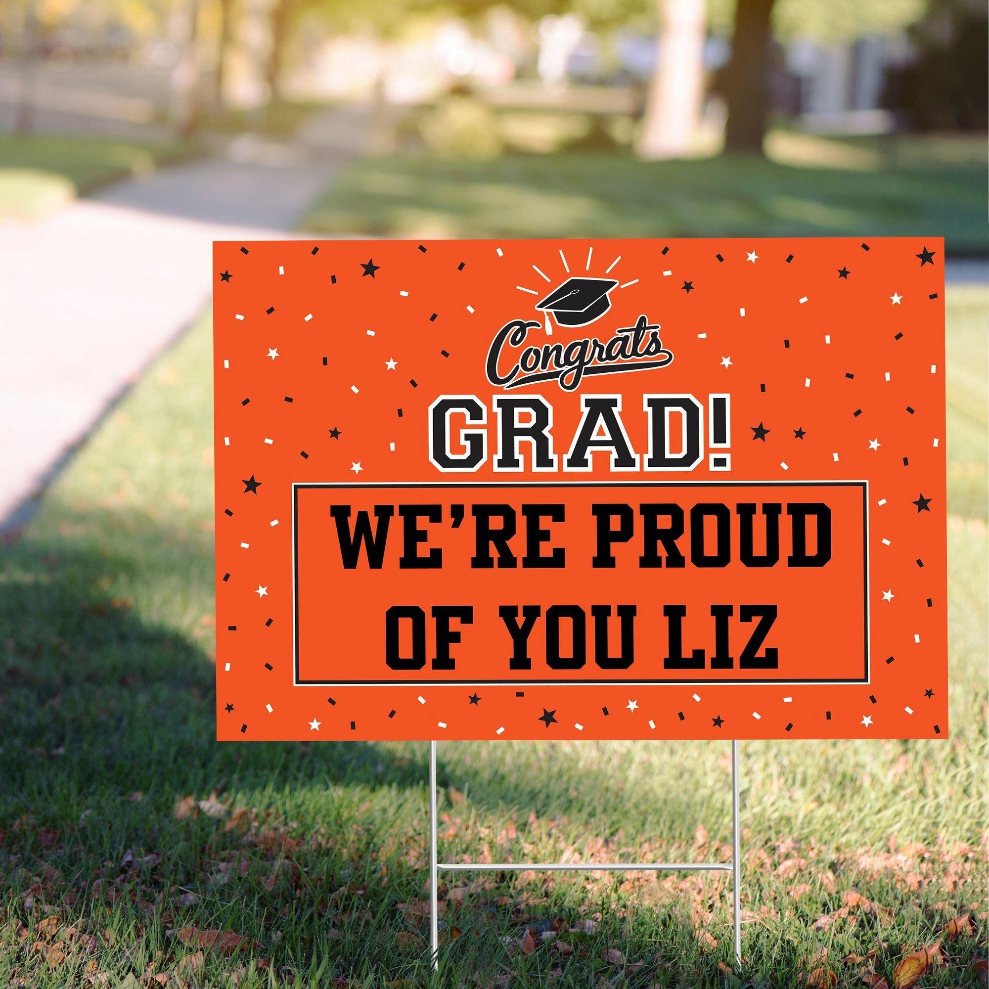 Custom Class of 2022 Graduation Yard Sign - Personalized Party Decorations & Supplies - 22” x 15” Orange - Perfect for Outdoor Graduation Celebrations, Backyard Parties & School Events