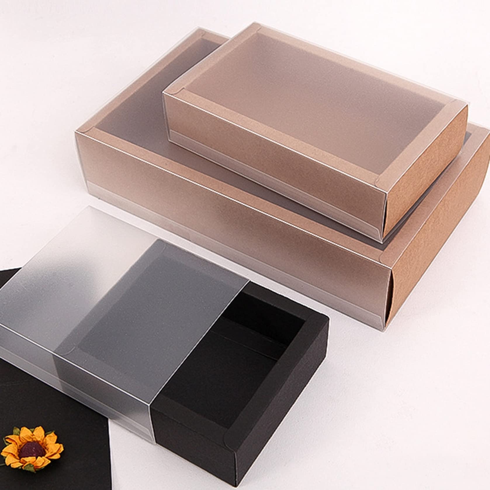 5 Pcs Clear Window Gift Boxes for Wedding Candy & Cake Packaging