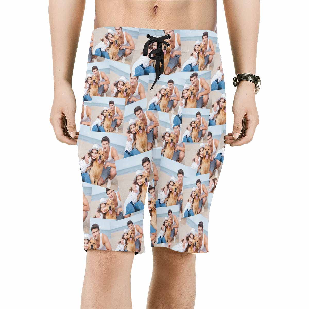 Custom Personalized Swim Trunks with Face Print - Men's Funny Beach Shorts with Wife's Photo - Quick Dry Swimwear for Pool, Beach Vacation & Summer Activities