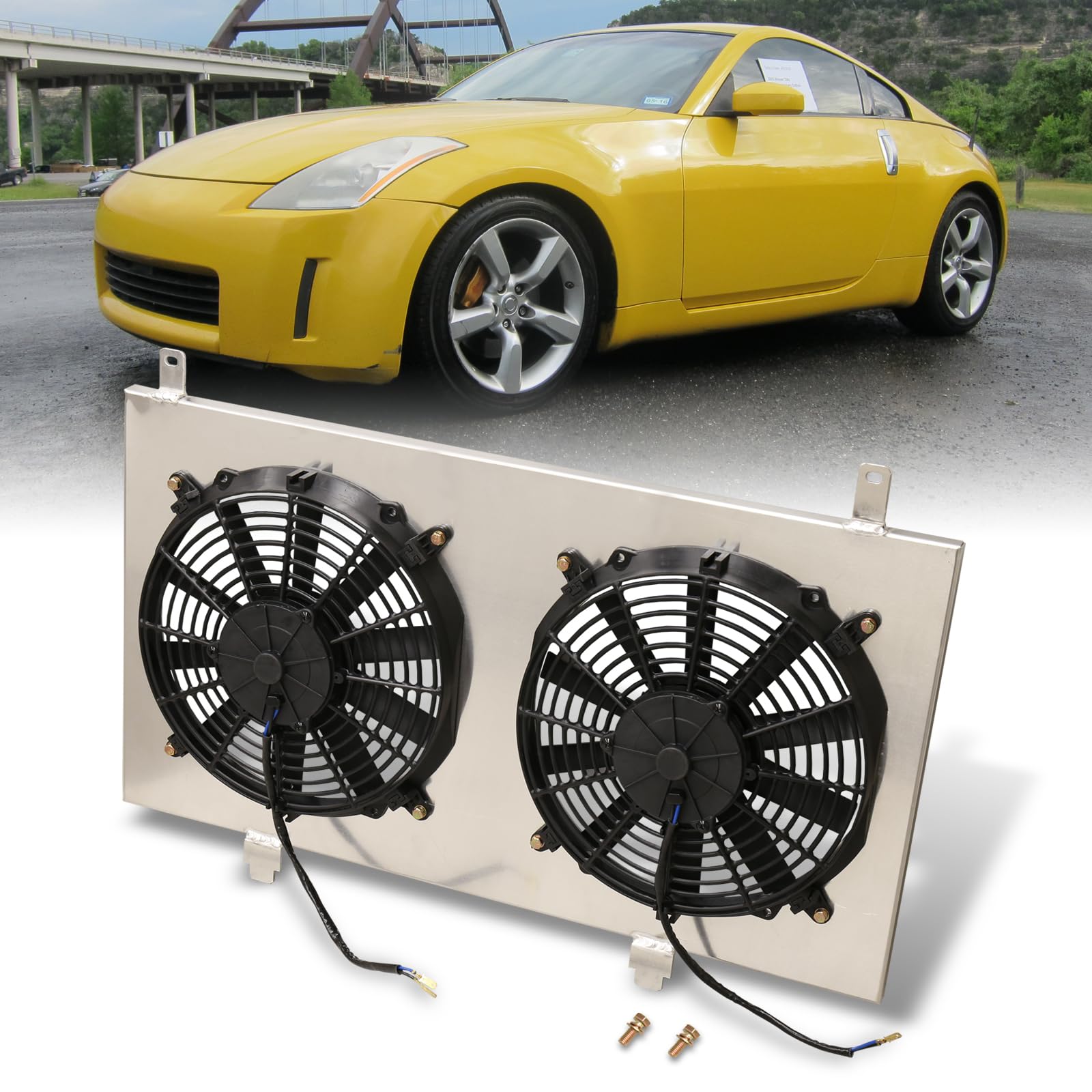 AJP Distributors Aluminum Radiator Fan Shroud Kit with 12