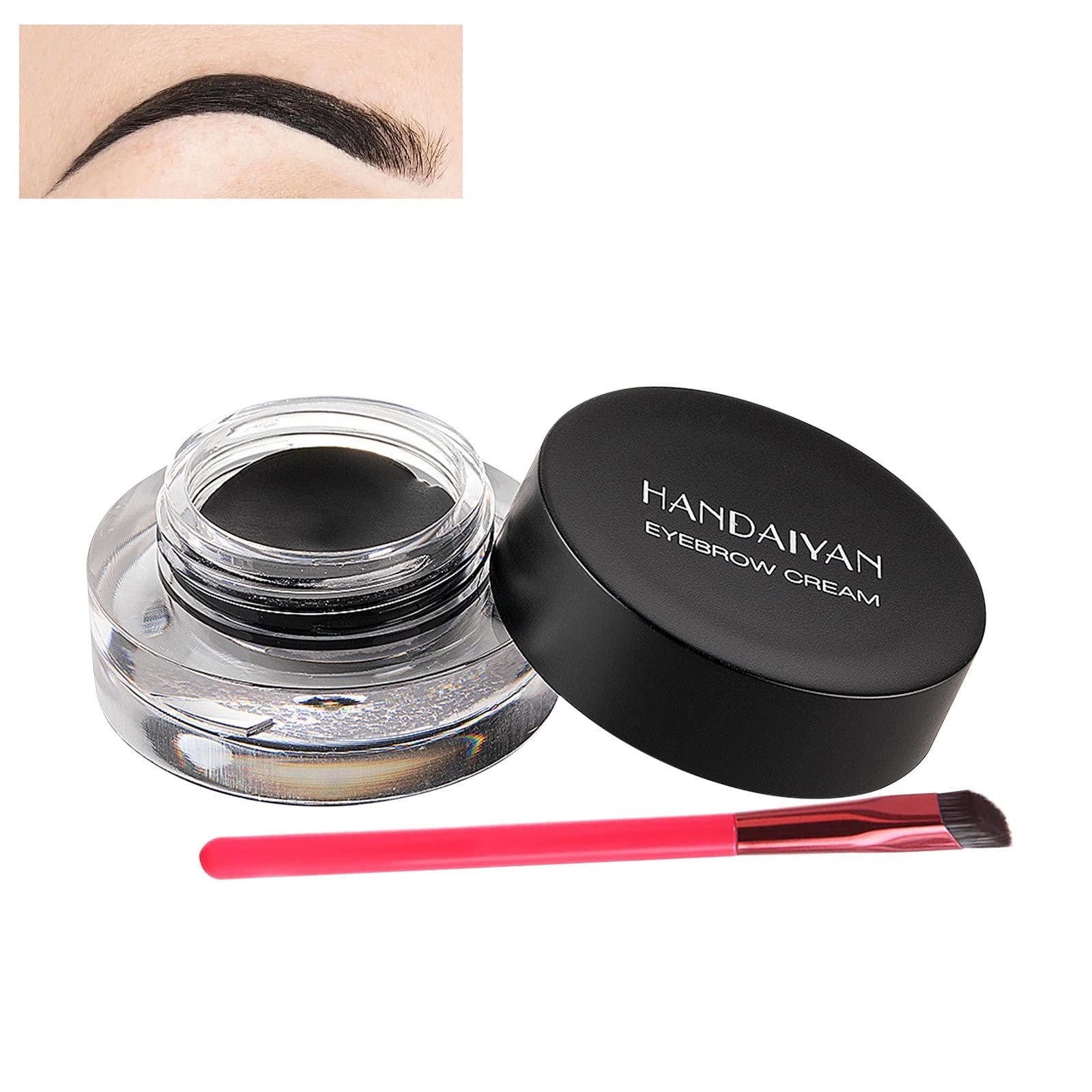 Professional Multi-Function Eyebrow Brush & Waterproof Eyebrow Cream Kit - Ultra-Thin Angled Brush for Precise Hairline, Concealer & Contouring - Realistic Natural Look Makeup Tools (Black) | Perfect for Eyebrow Shaping, Filling & Everyday Makeup Routine