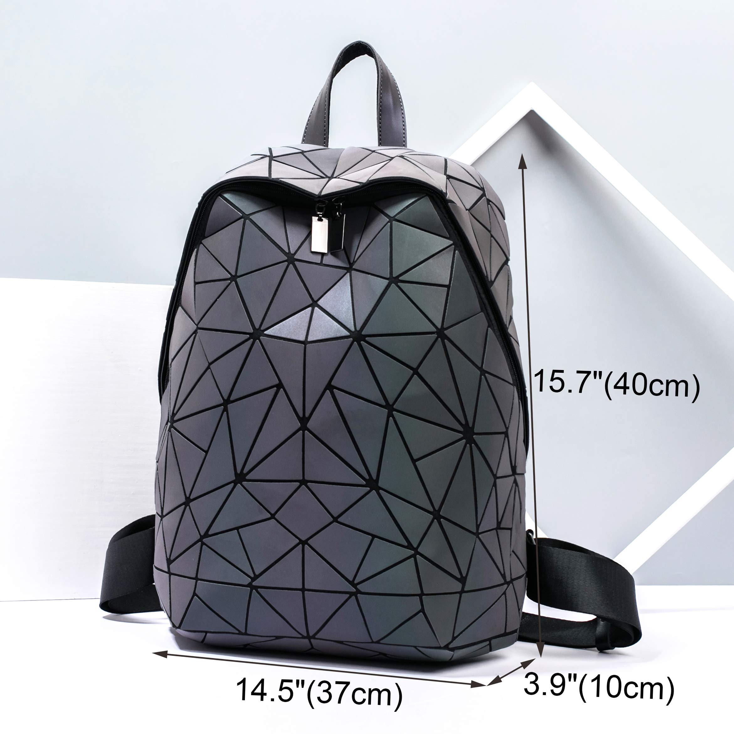 Luminous Holographic Backpack for Women - Reflective Geometric Purse for Night Out & Travel