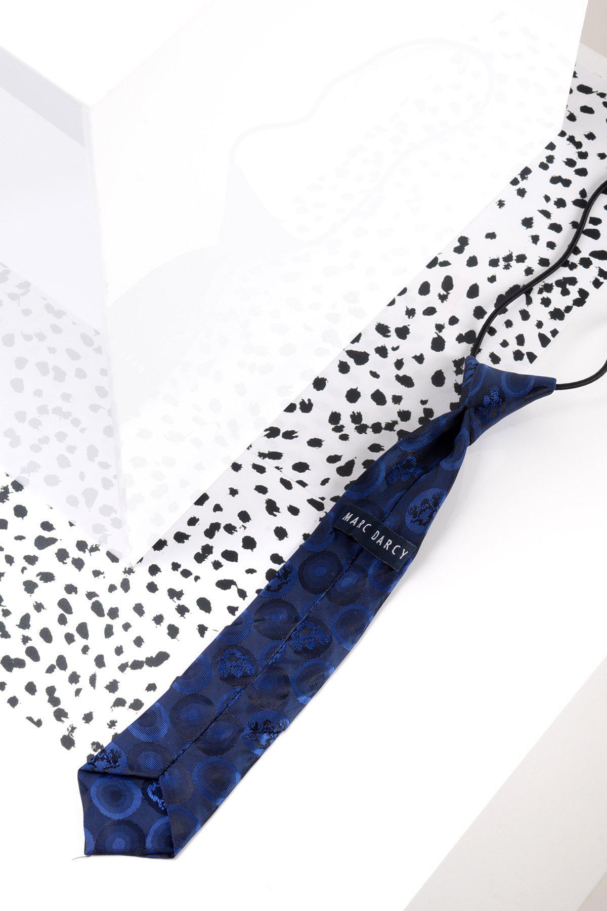 Navy Blue Bubble Circle Print Boys Tie for Kids - Perfect for School, Parties, and Formal Events