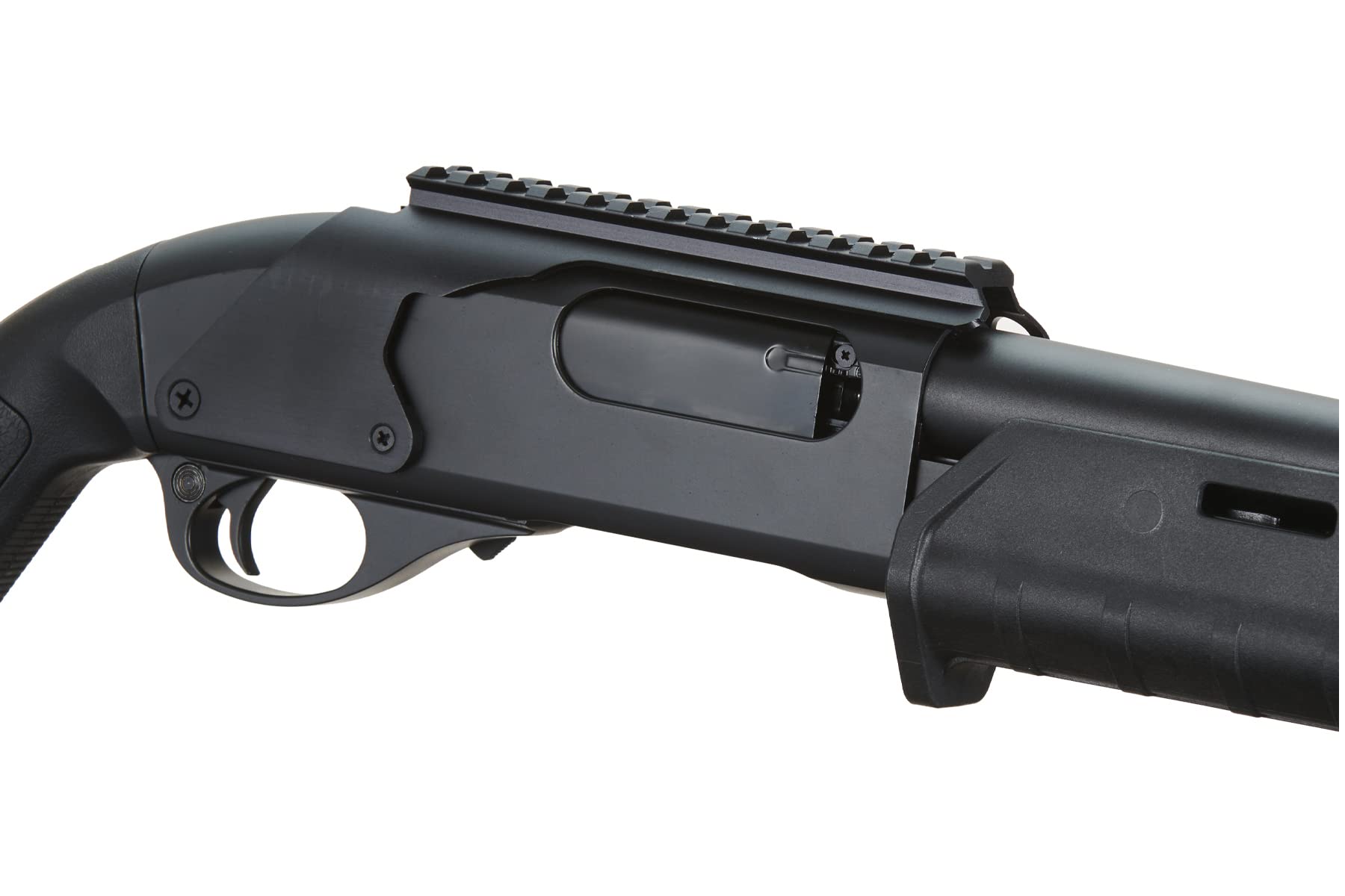 Golden Ball & Eagle M870 MP MLOCK Style 3/6-Shot Pump Action 350 FPS Gas Airsoft Shotgun - Black with Holder | Tactical Airsoft Game & Training | Outdoor Shooting & Target Practice