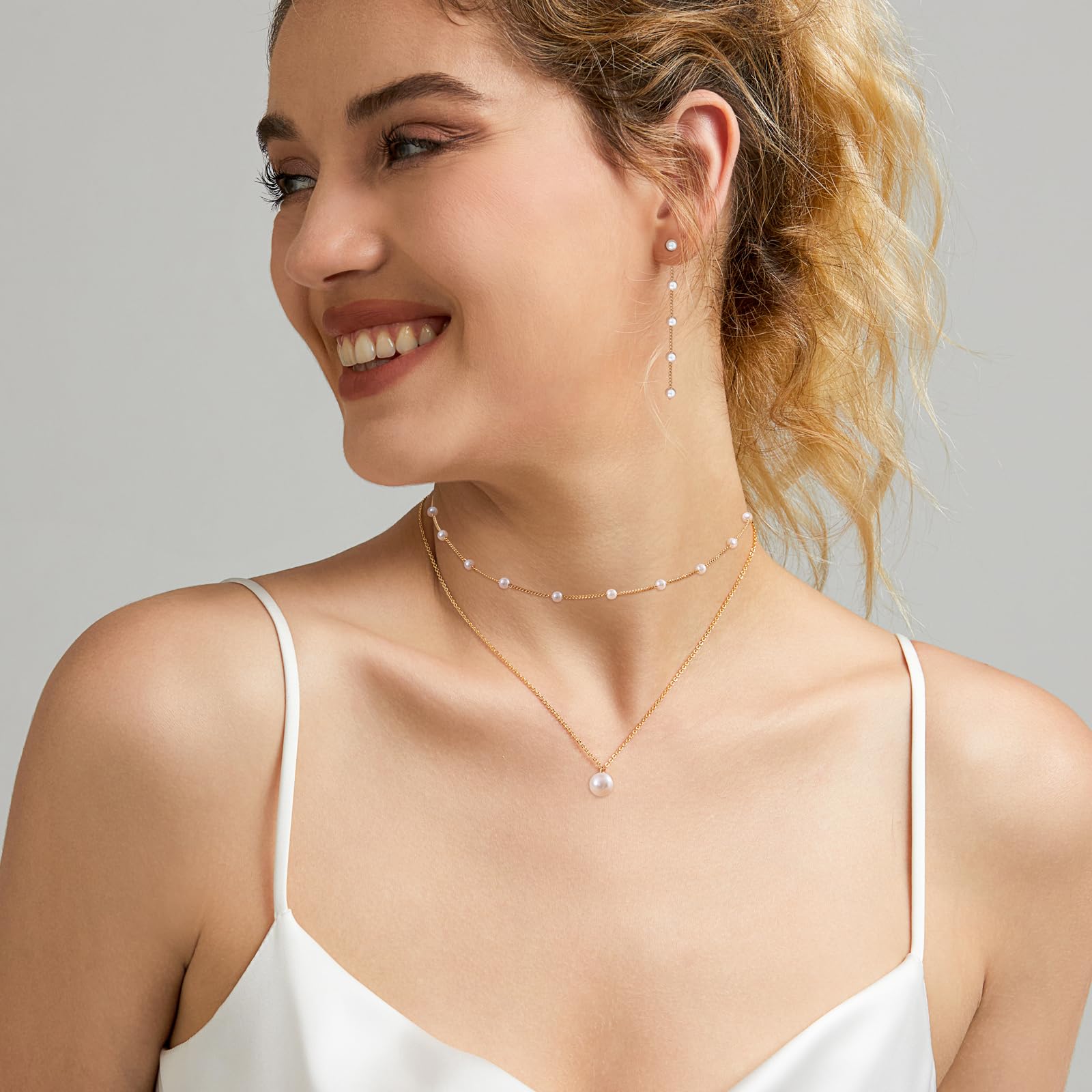 14K Gold Pearl Jewelry Set for Women - Wedding Gift for Brides