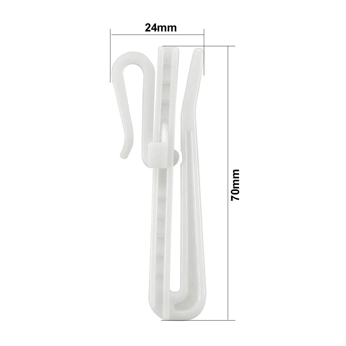 uxcell 30-Pack Adjustable Plastic Curtain Hooks for Pinch Pleat Drapes - Secure Locking Clips for Window, Door & Shower Curtains - Perfect for Home, Office and Hotel Decor