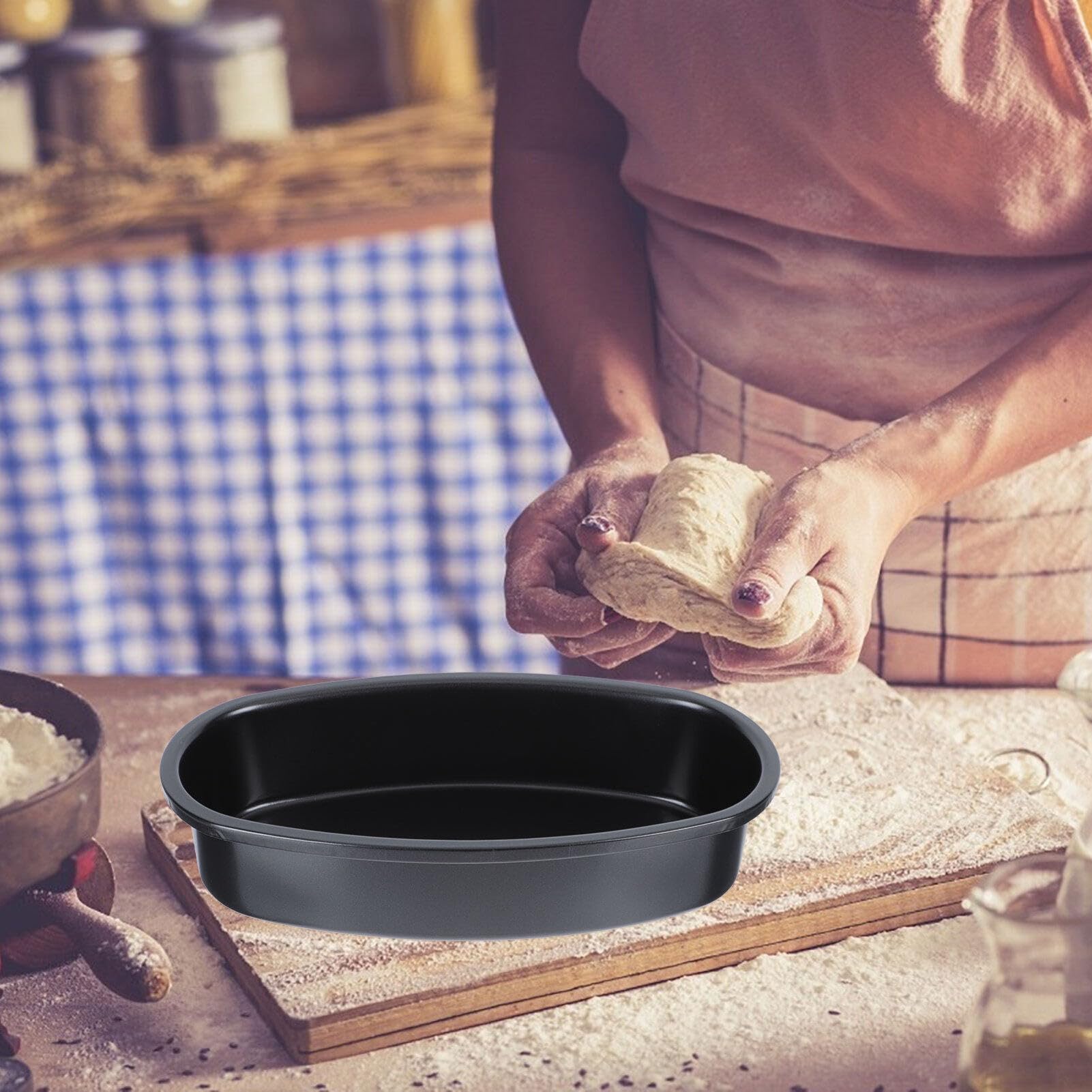Nonstick Oval Bread Loaf Pan - Carbon Steel Baking Pan for Cheesecake, Cake & Bread - YARDWE Metal Bakeware Mold (Black) - Perfect for Home Baking, Holiday Desserts & Gift Giving