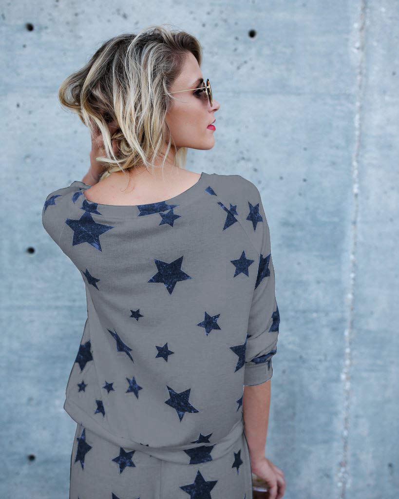 2-Piece Women's Casual Tracksuit Set - Long Sleeve Star Print Sweatshirt & Jogger Pants Outfit | Comfortable Lounge Wear for Home, Gym & Street Fashion