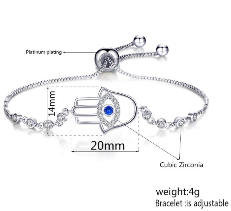 Fatima Hamsa Hand Evil Eye Protection Bracelet for Women - Adjustable Lucky Charm Jewelry Gift for Good Luck, Spiritual Protection & Positive Energy (Perfect for Daily Wear, Meditation & Gift Giving)