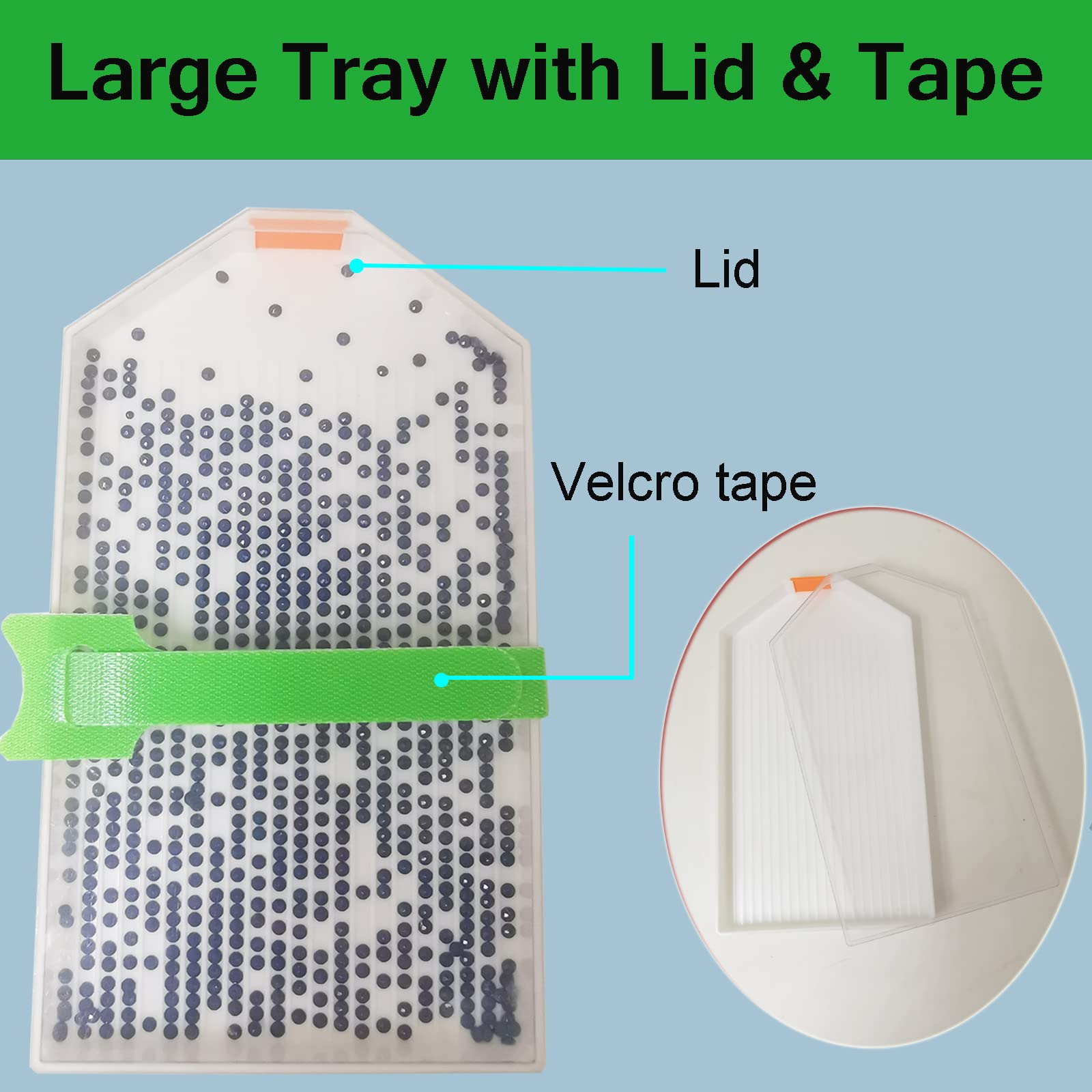 Diamond Painting Tray with Lid - Non-Slip Rhinestone Art Tools Kit with Sticky Mat & Brush for DIY Crafts | Perfect for Diamond Art, Bead Organizing & Home Decor Projects