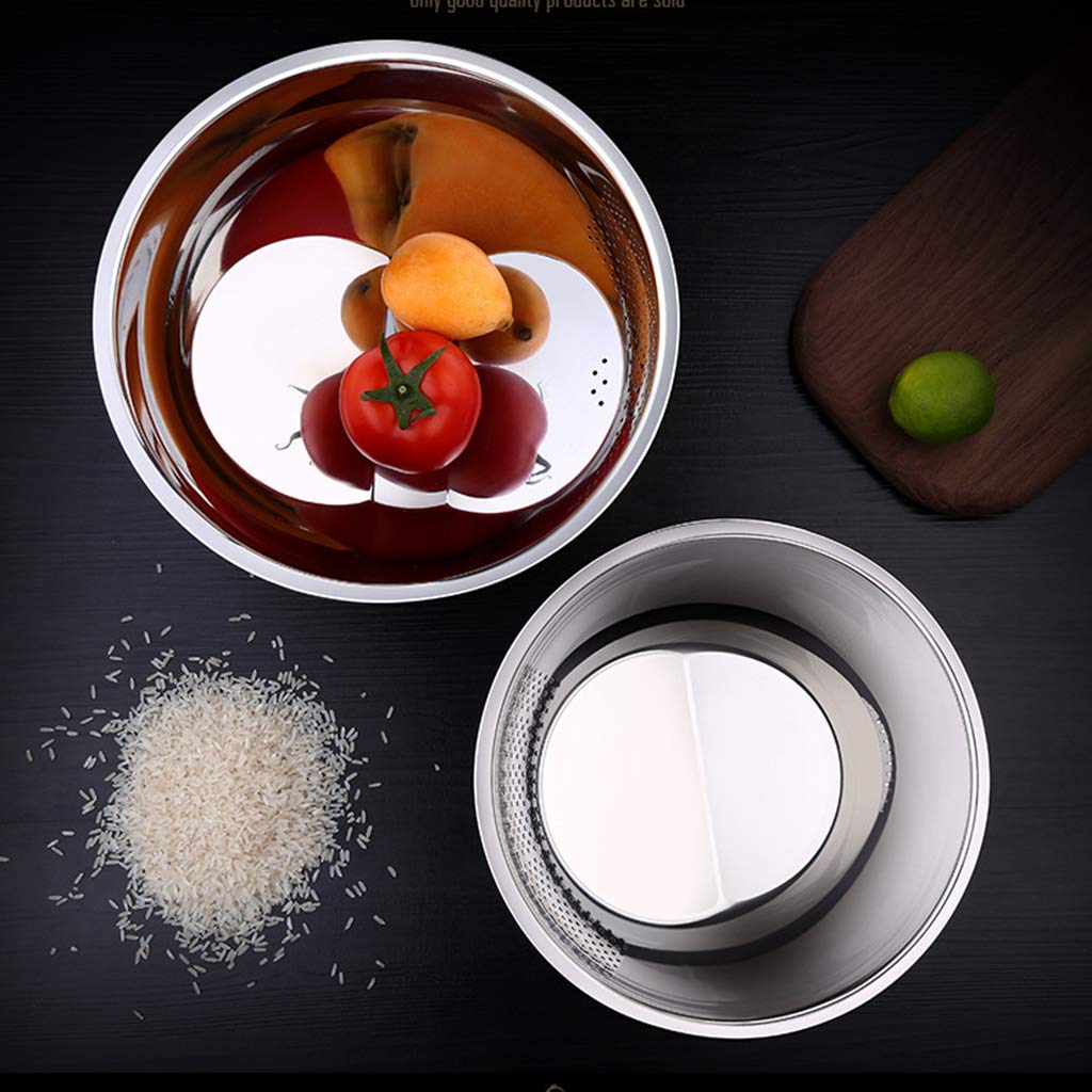 Premium Stainless Steel Rice Washing Bowl - 23cm Fine Mesh Colander for Quinoa, Veggies & Fruits - Durable Kitchen Strainer for Perfectly Cleaned Grains - Ideal for Meal Prep, Asian Cooking & Healthy Eating