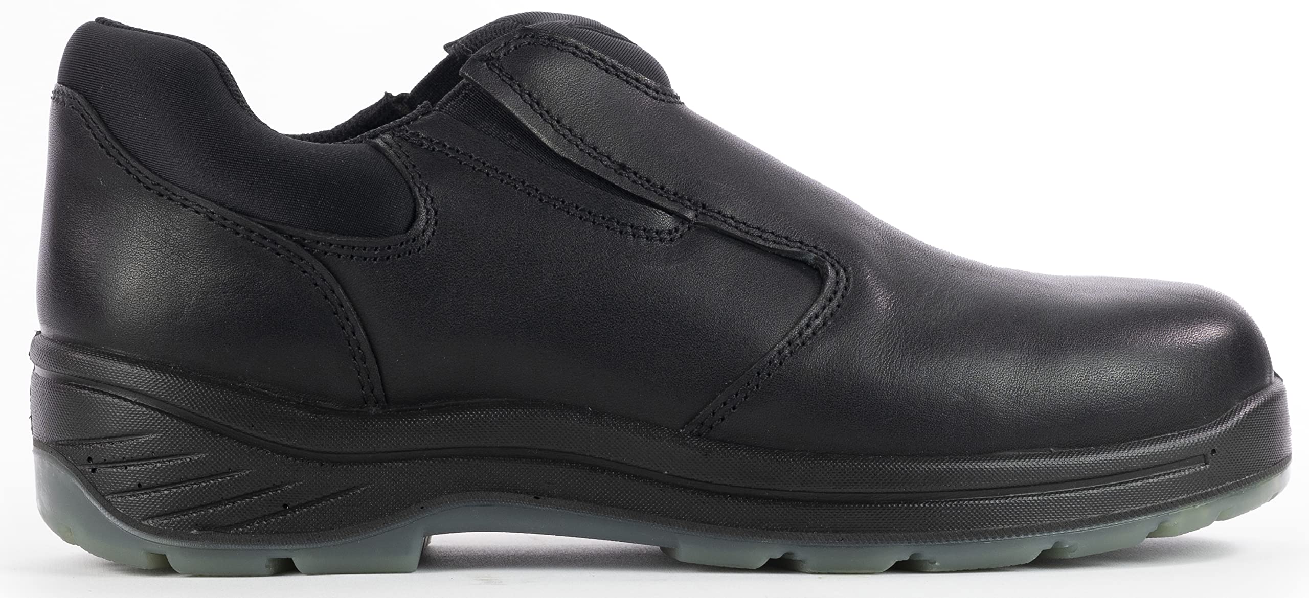 Thorogood Thoro-Flex Black Slip-On Work Shoes for Men & Women - Premium Full-Grain Leather Upper, Cushioned Footbed, Slip/Oil/Puncture Resistant Outsole - Ideal for Construction, Warehouse & Industrial Work Safety