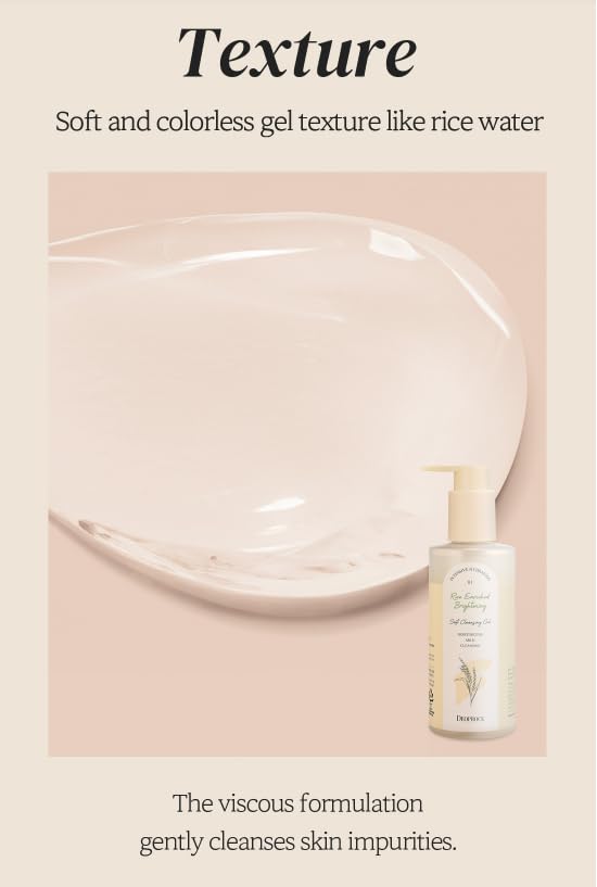Deoproce Rice Enriched Brightening Soft Cleansing Gel - Gentle Hydrating Face Wash for Glowing Skin | 200ml Korean Skincare | Perfect for Morning & Night Routine, Travel-Friendly Facial Cleanser