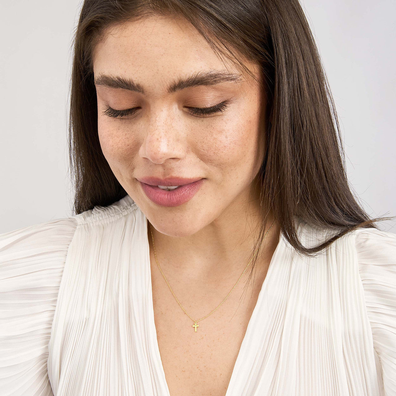 10ctw Diamond Small Cross Pendant Necklace in 14K Yellow Gold - Perfect for Everyday Wear, Gifts & Religious Occasions