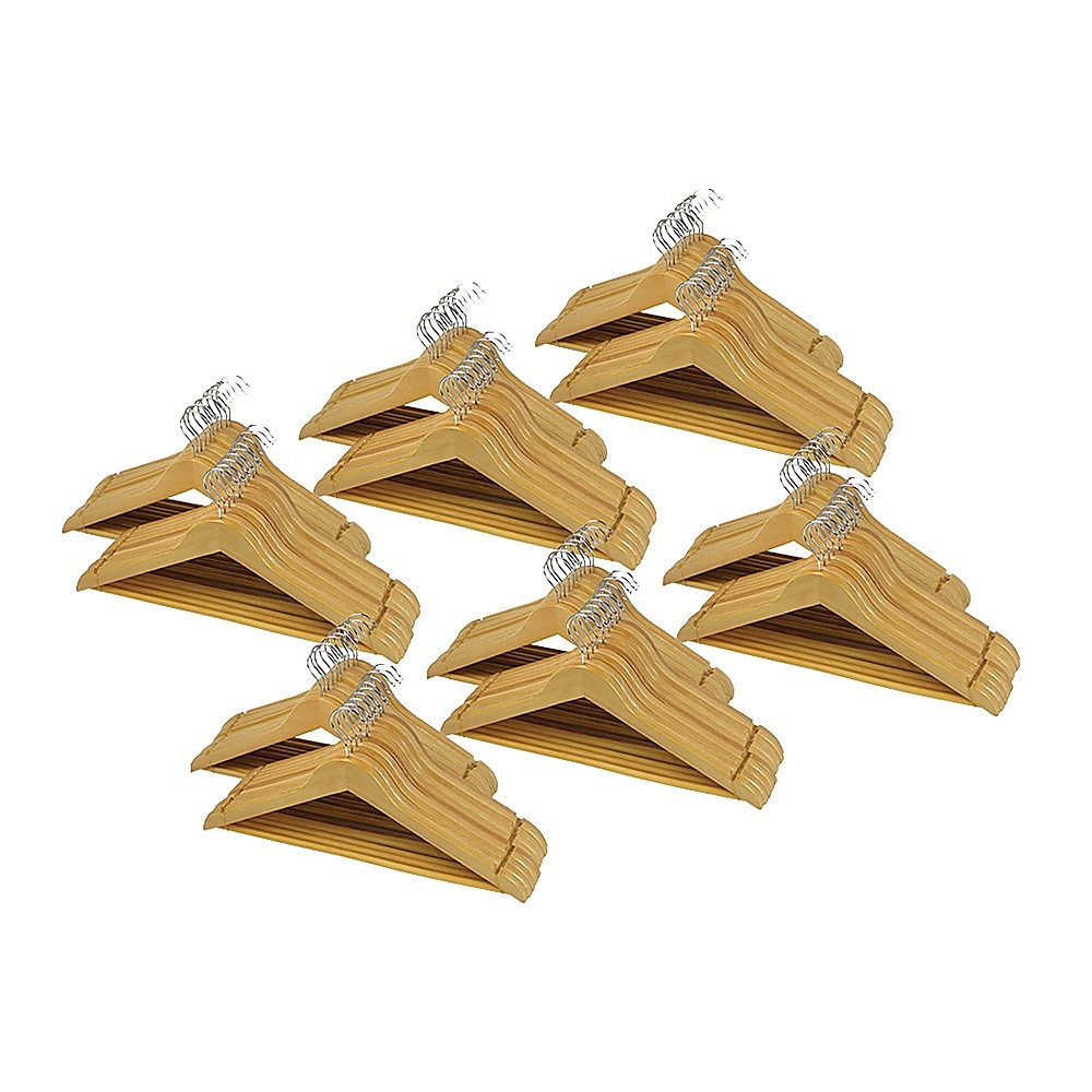 120-Piece Wooden Clothes Hangers Set for Coats, Pants & Suits - Natural Wooden Hangers with Non-Slip Design - Perfect for Closet Organization, Wardrobe Storage and Retail Display
