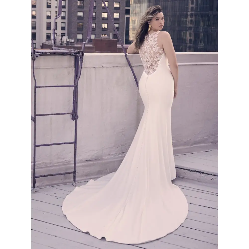 Maggie Sottero Noah Wedding Dress - Elegant A-Line Bridal Gown with Lace Appliques and Beaded Details | Perfect for Church, Beach, and Garden Weddings