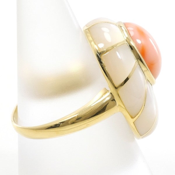 18K Yellow Gold Shell Coral Ring for Women - Elegant Beach Wedding Jewelry, Perfect for Bridal, Engagement, Anniversary Gifts & Tropical Vacations